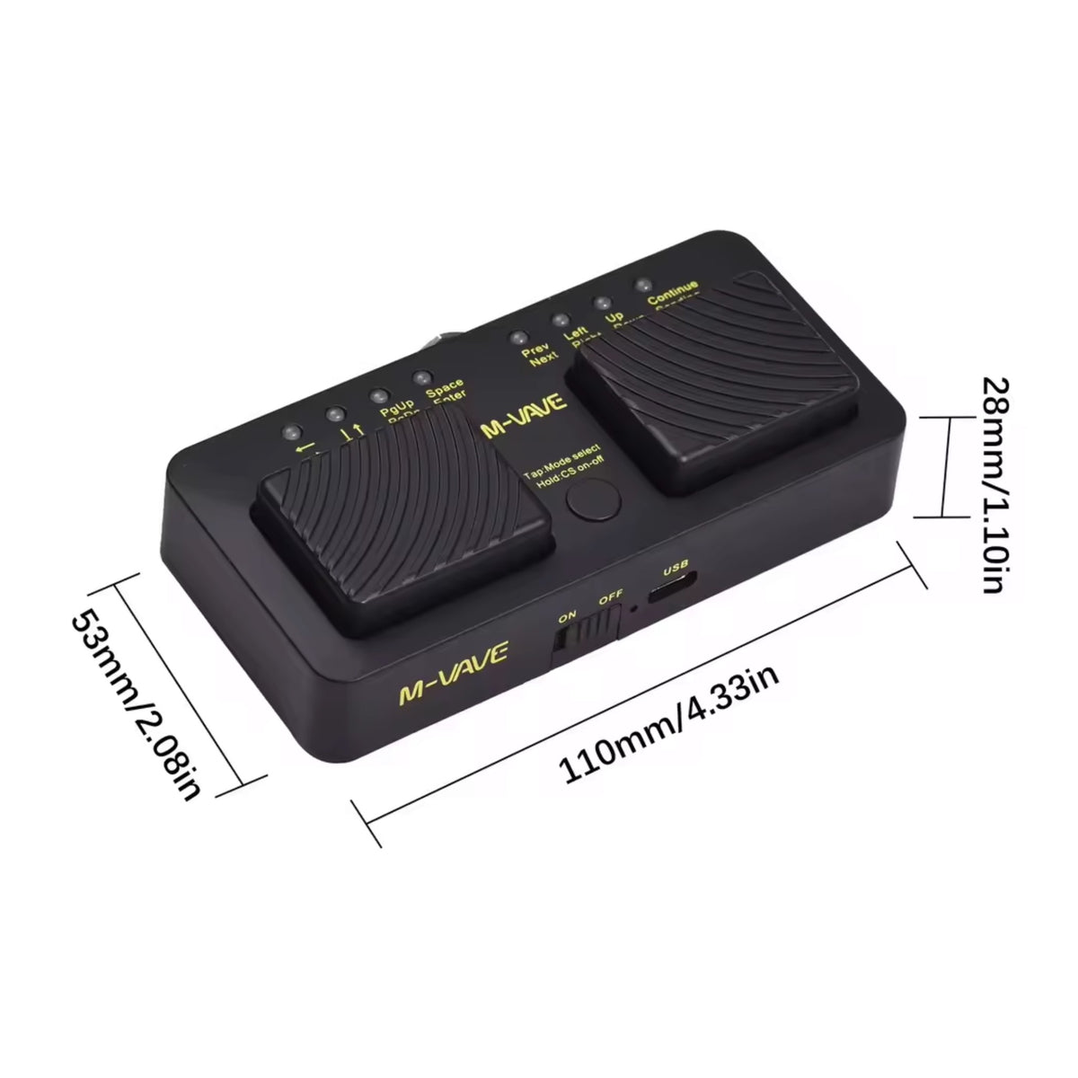 M-VAVE CUBETURNERPRO Wireless Bluetooth 2-Switch Page Turner Foot Pedal w/ 7 Modes & 48-Hour Battery