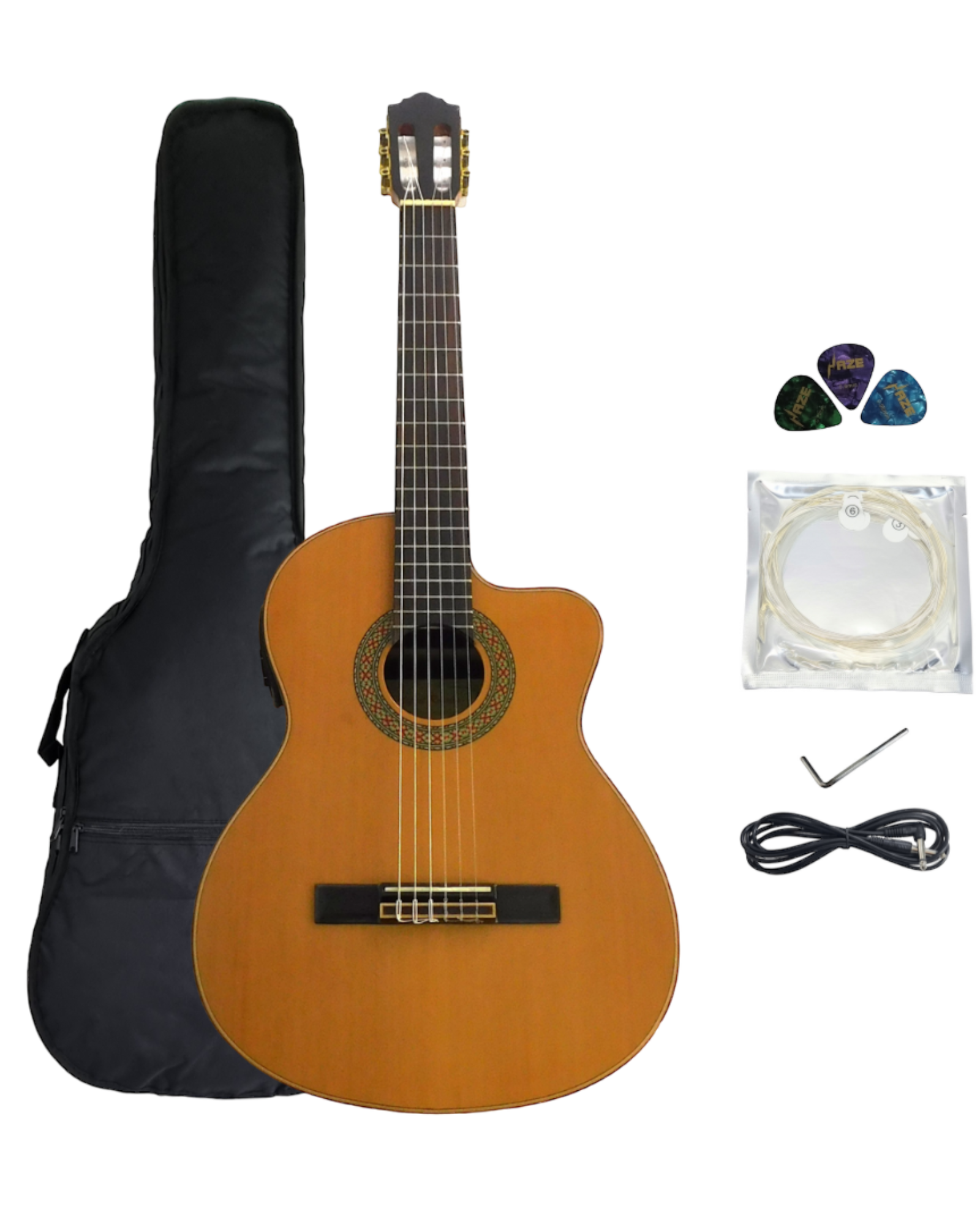 Miguel Rosales Solid Cedar Cutaway Built-In Pickup/Tuner Classical Guitar - Natural HS20CEQN