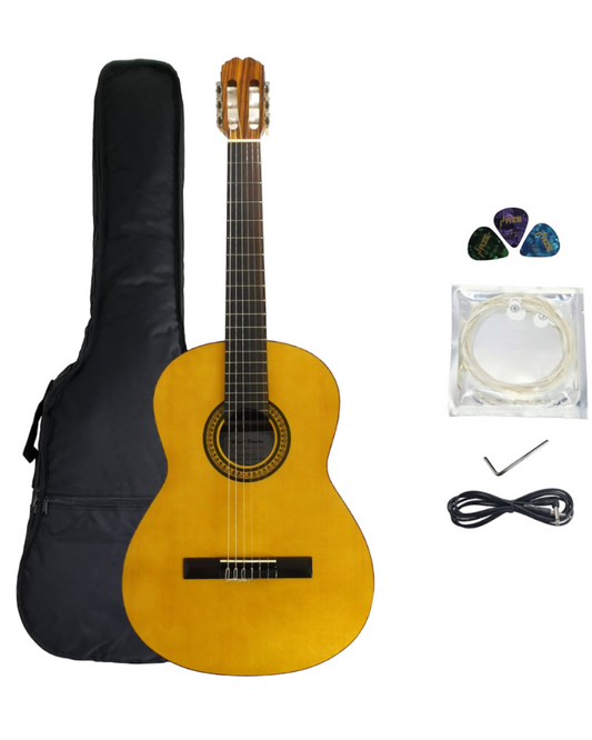 Miguel Rosales MR9 Solid Cedar Top Classical Guitar Natural + Free Gig Bag, Strings