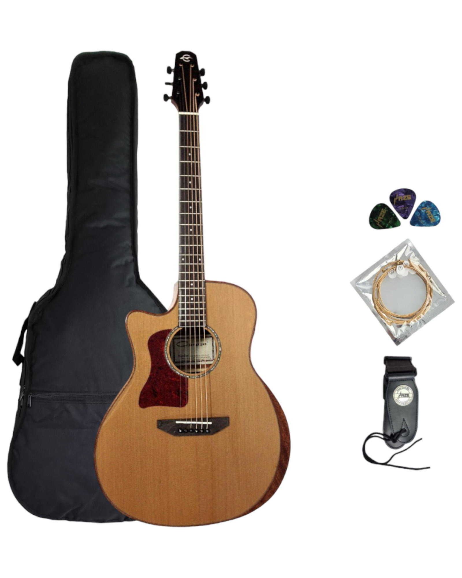 Caraya A2016CEQARCEDARLH Left-Handed Solid Canada Cedar Jumbo Acoustic Guitar - Natural