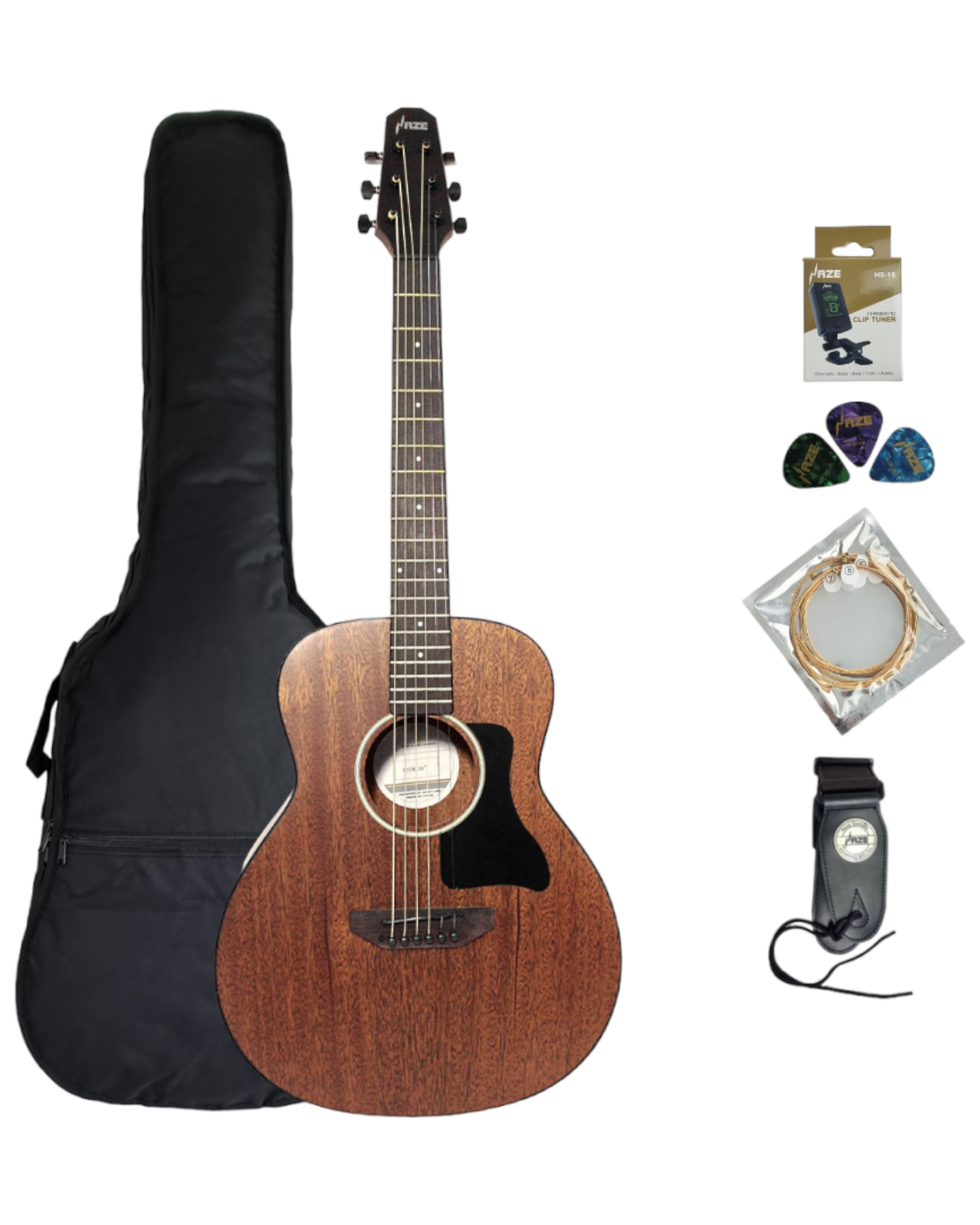 Haze HSTML 34"/36" Traveler Arched-Back Thin-V Neck Acoustic Guitar - Natural