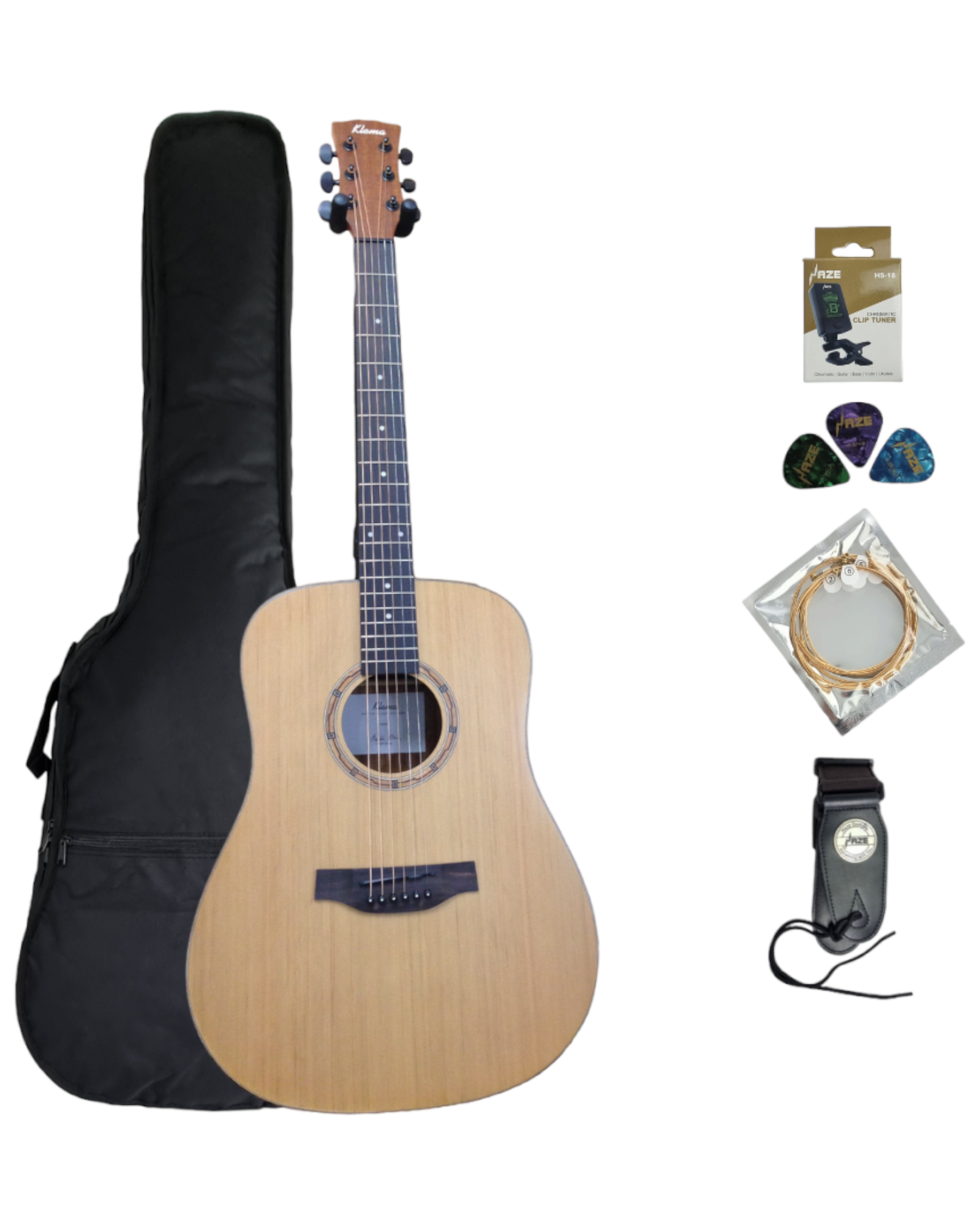 Klema K100DC Solid Canadian Cedar Top Mahogany Body Dreadnought Cutaway Acoustic Guitar - Natural