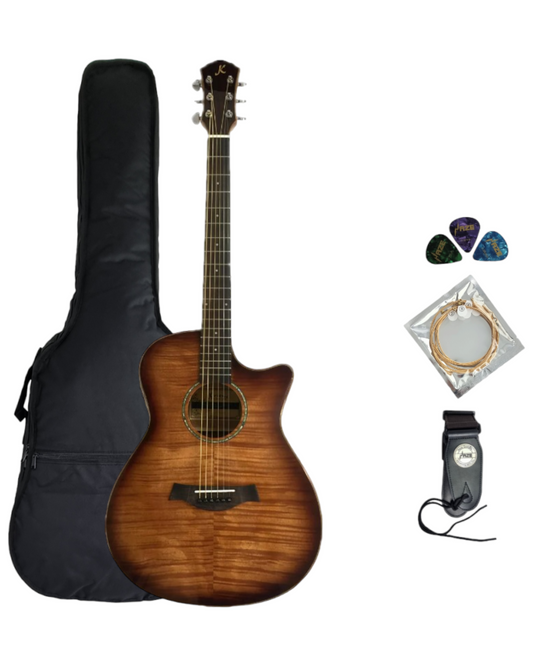 Kriens KA430CSB Mahogany Electro-Acoustic Guitar, EQ, Cutaway, Flame Maple Top