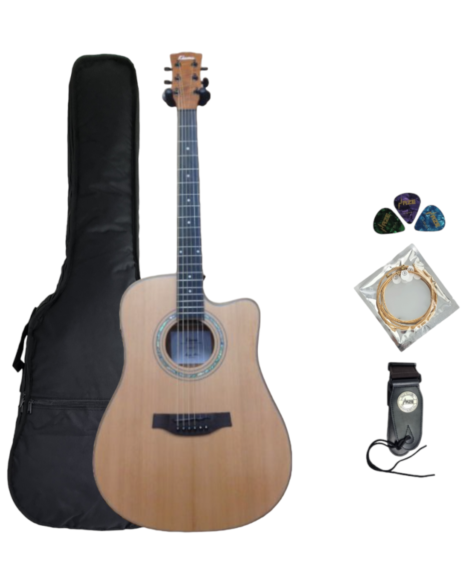 Klema K200DCCE Solid Canadian Cedar Top Flamed Maple Body Dreadnought Cutaway Acoustic Guitar - Natural