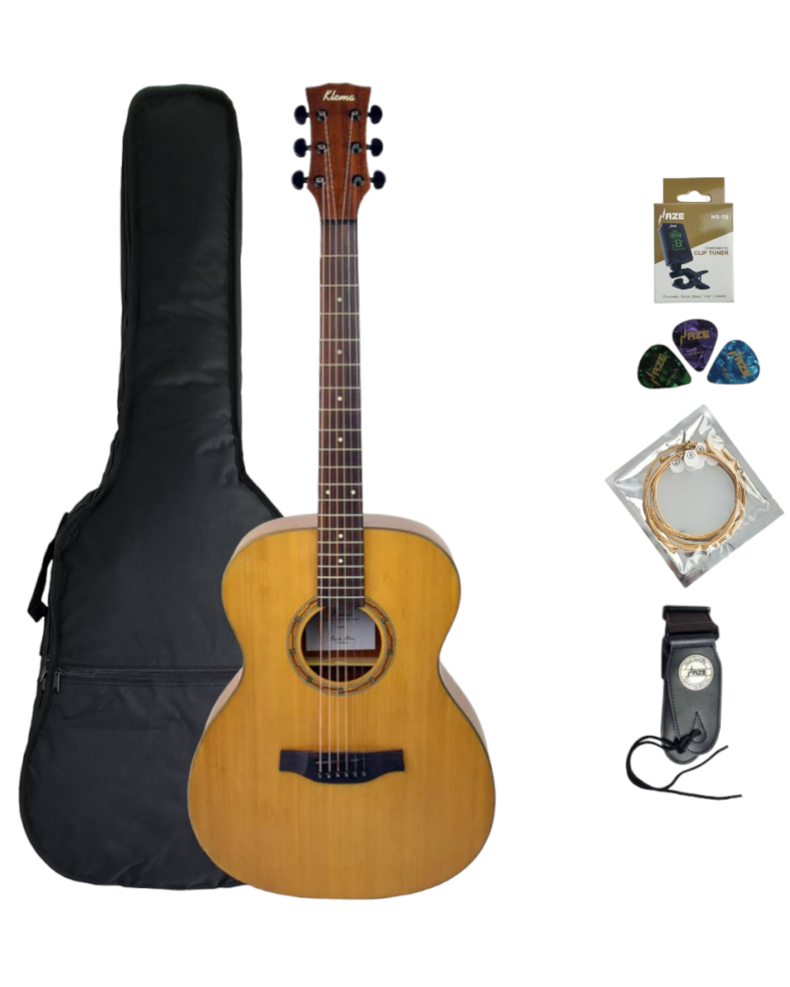 Klema K100JC Solid Canadian Cedar Top Mahogany Body Jumbo Acoustic Guitar - Natural