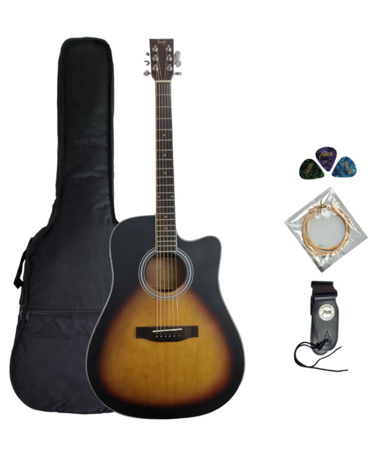 Haze CD60MCEQBS Dreadnought Solid Spruce Top Built in Tuner Electro-Acoustic Guitar