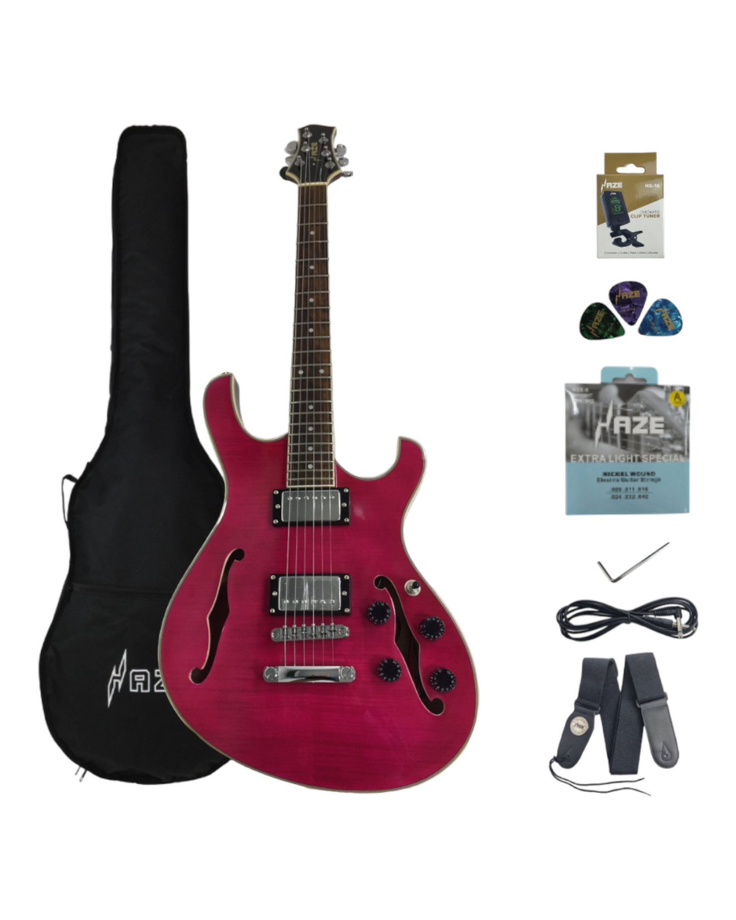 Haze Semi Hollow Double Cut Offset HES Electric Guitar Purple