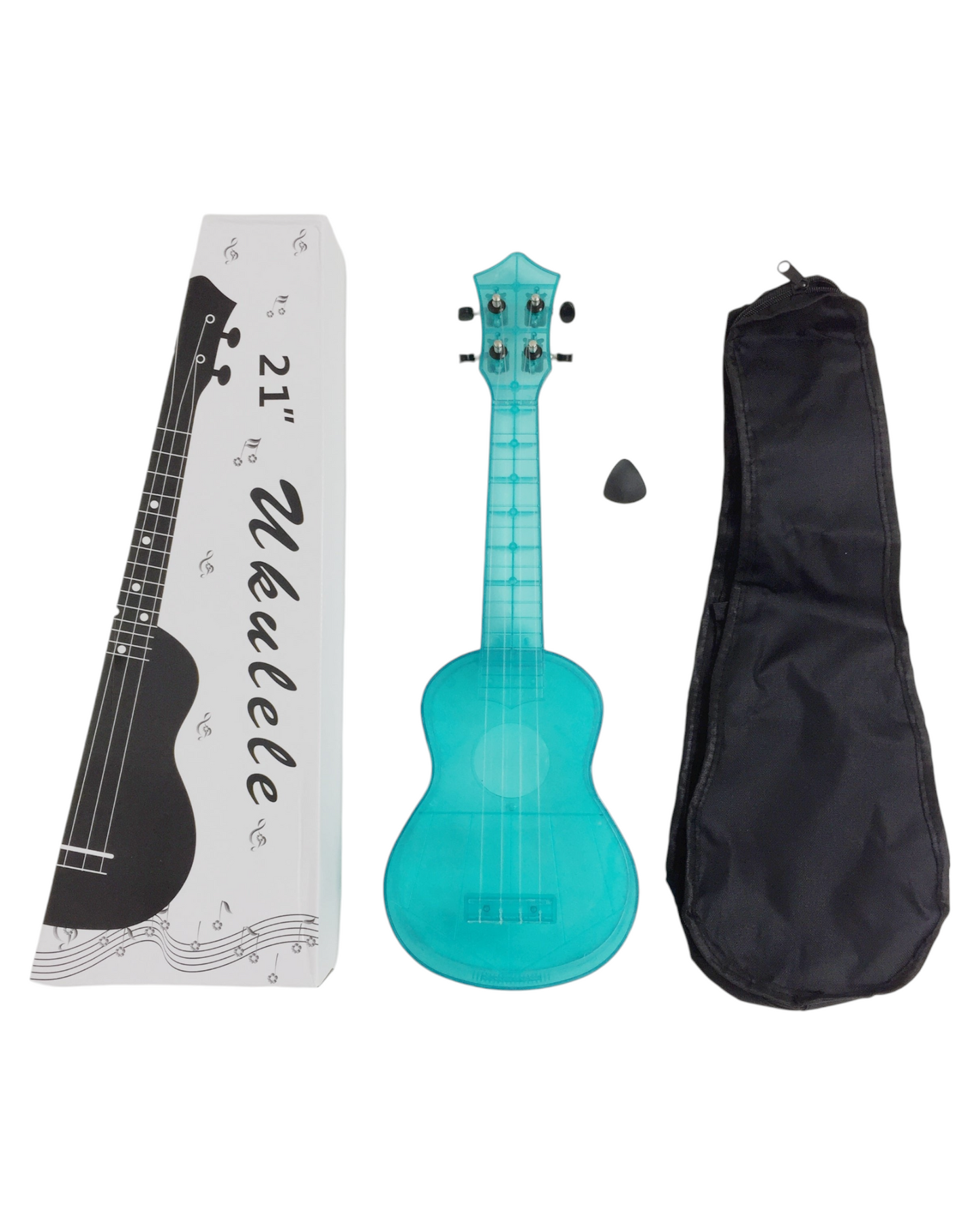 OEM Transparent 15-Fret Soprano Ukulele - Blue/Clear/Pink UK11