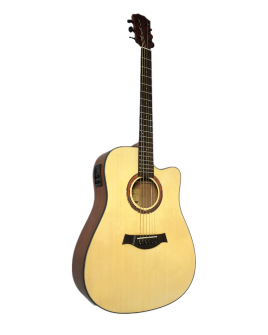 Haze Solid Spruce Built-In Pickups/Tuner Acoustic Guitar comes with bag or Hard case