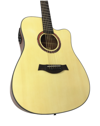 Haze Solid Spruce Built-In Pickups/Tuner Acoustic Guitar comes with bag or Hard case - W1654CEQN