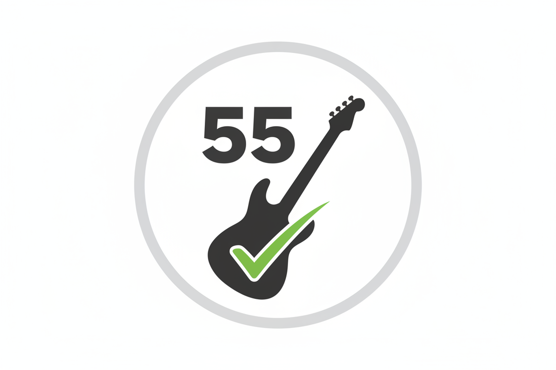 an icon with a guitar and 55 on top and a tick somewhere