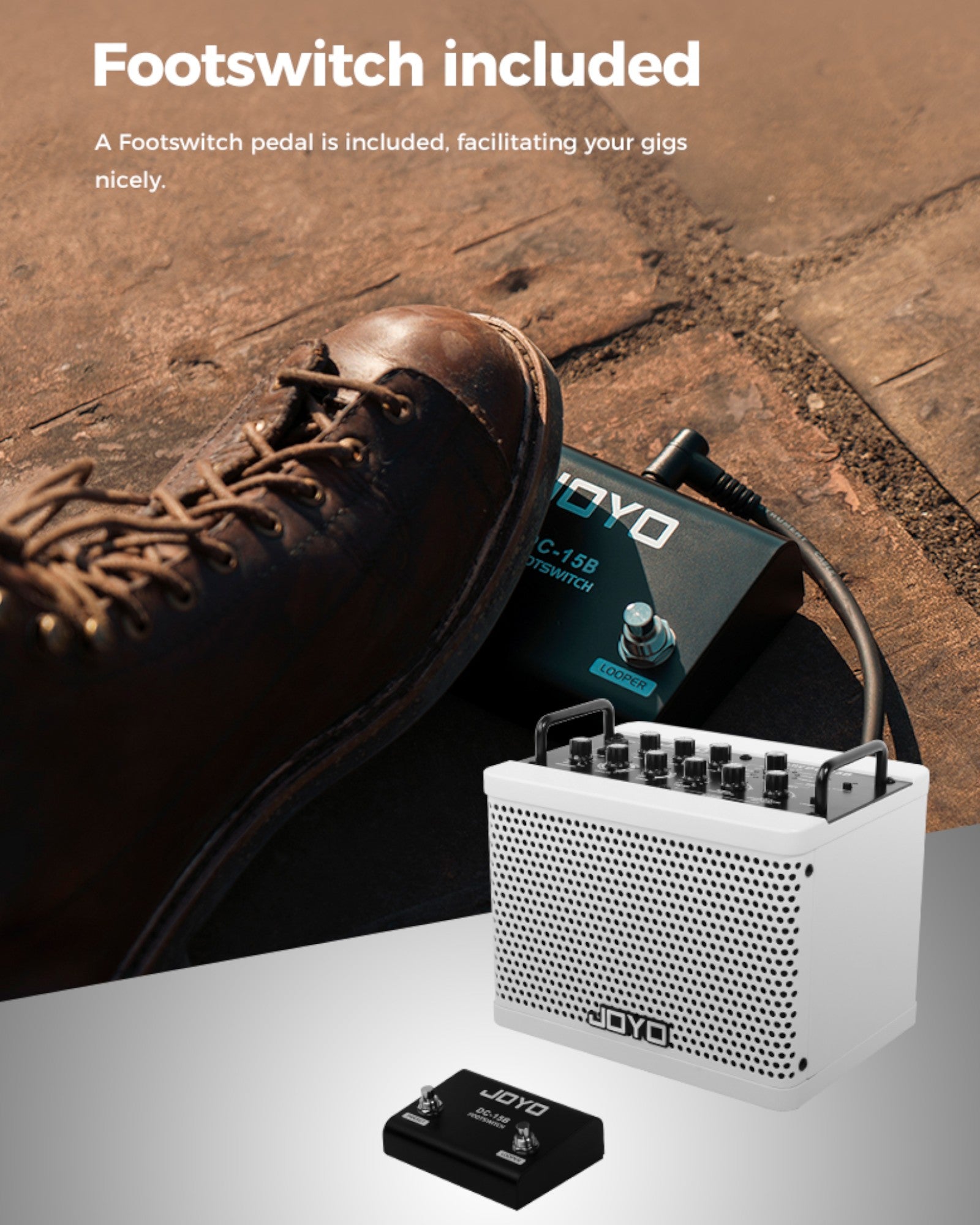 Joyo 15W Portable Digital Amp for Bass Guitar w/ Built-In Effects & Drum Machine - DC15B