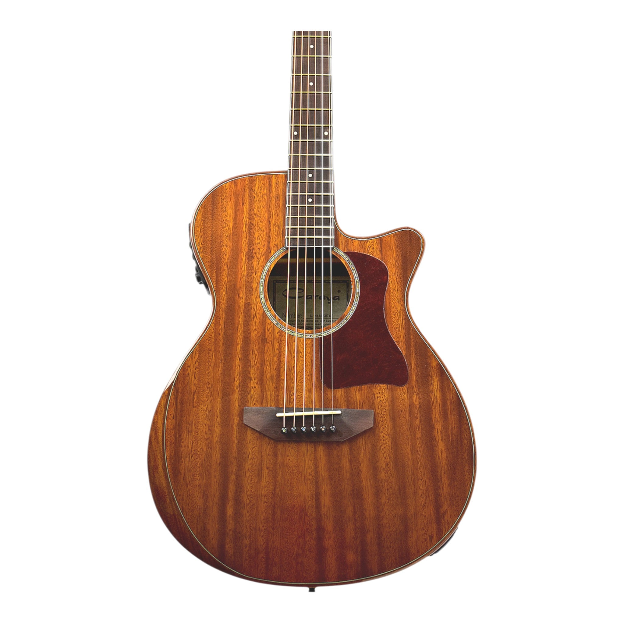 Caraya A2016ARSMT40"/41" Solid Mahogany Beveled Armrest Built-In Pickup/Tuner Acoustic Guitar - Natural
