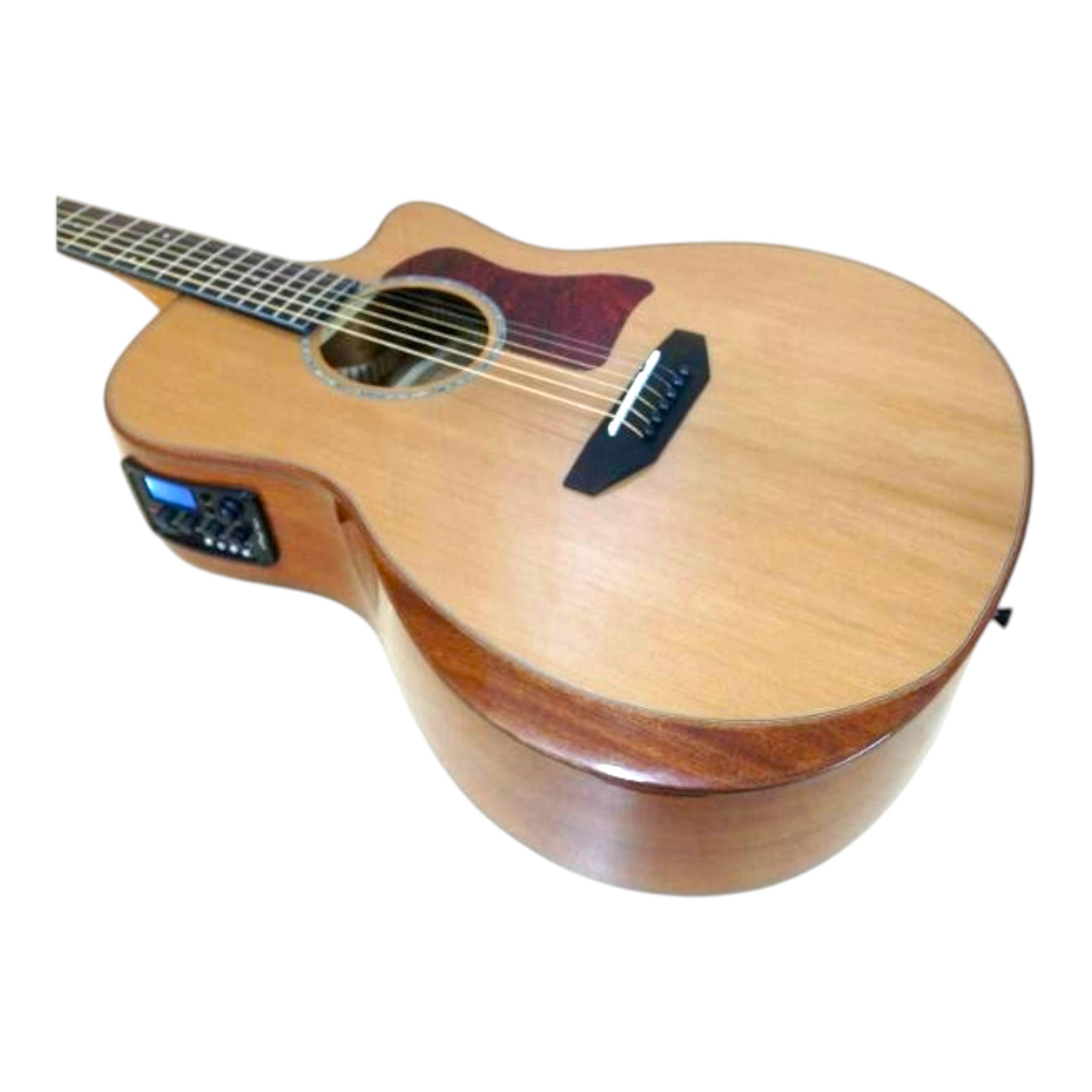 Caraya A2016CEQARCEDAR Solid Cedar Built-In Pickup/Tuner Beveled Armrest Acoustic Guitar - Natural