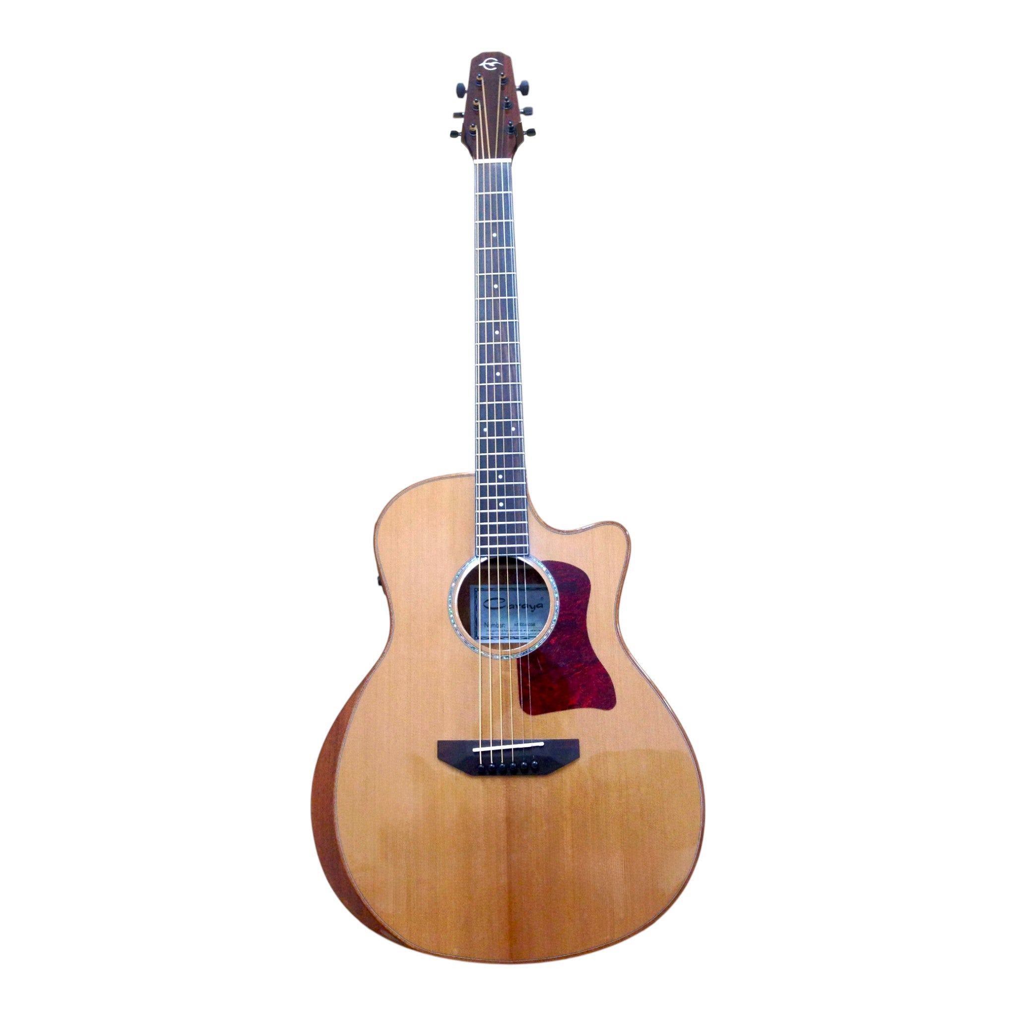 Caraya A2016CEQARCEDAR Solid Cedar Built-In Pickup/Tuner Beveled Armrest Acoustic Guitar - Natural