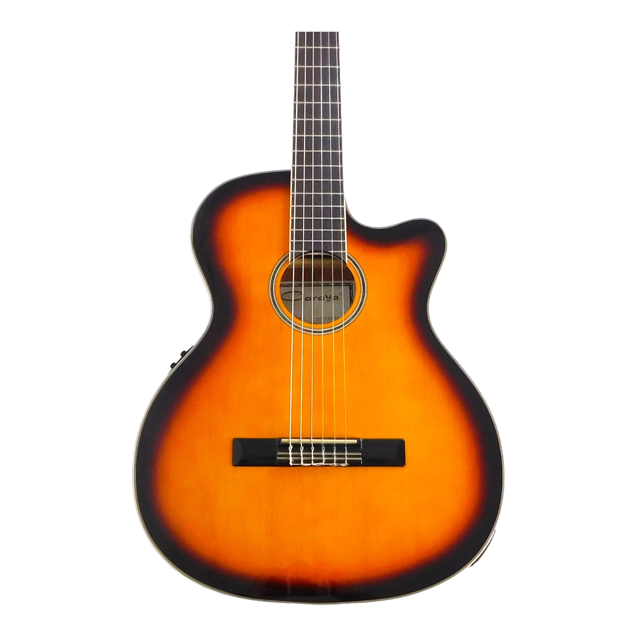 Caraya Spruce Thin-Body Cutaway Built-In Pickup/Tuner Classical Guitar - Sunburst C551BCEQBS
