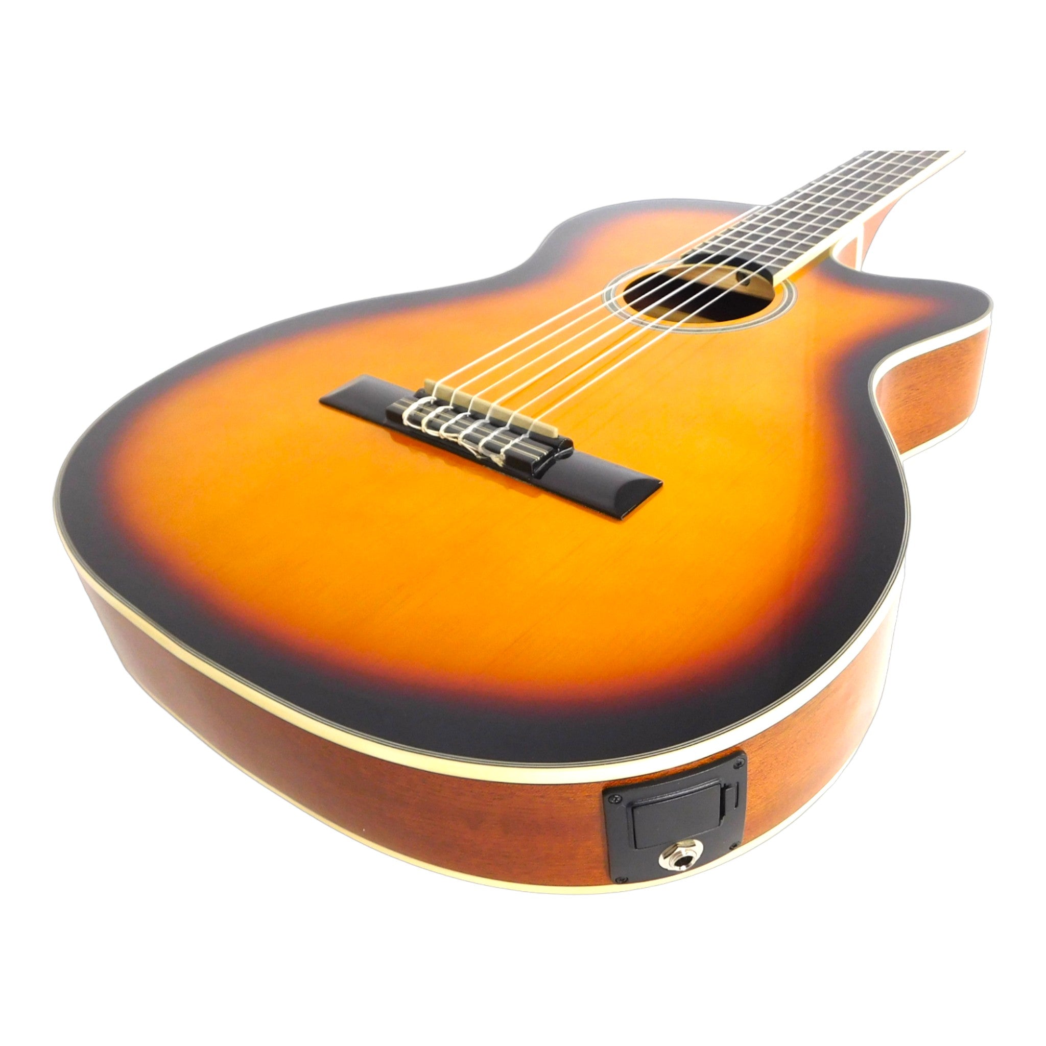Caraya Spruce Thin-Body Cutaway Built-In Pickup/Tuner Classical Guitar - Sunburst C551BCEQBS