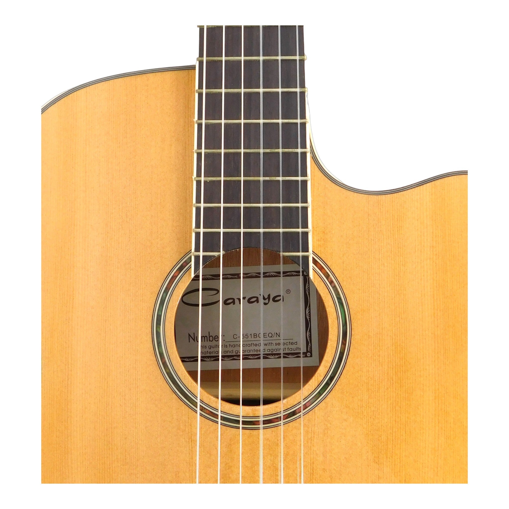 Caraya Spruce Thin-Body Cutaway Built-In Pickup/Tuner Classical Guitar - Natural C551BCEQN