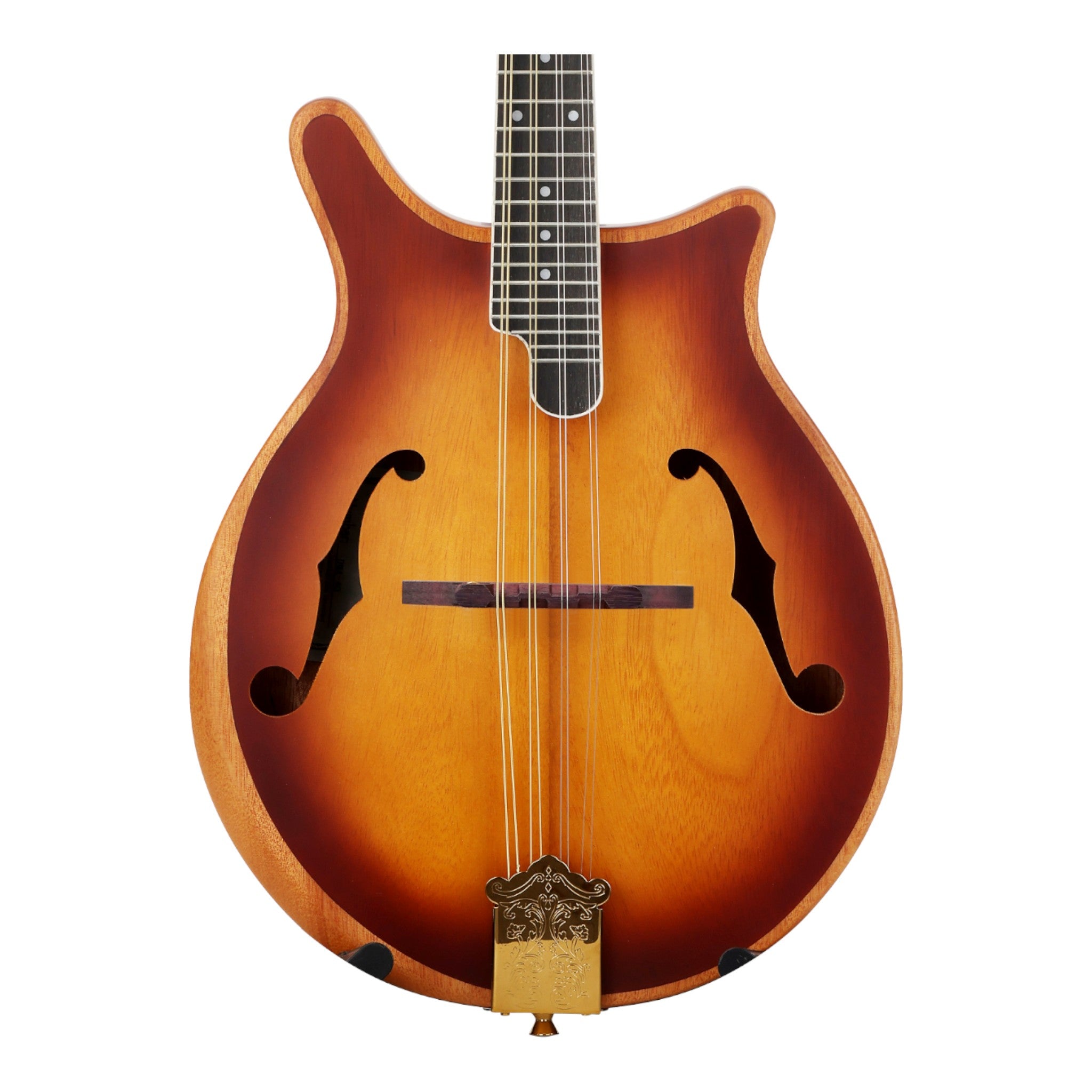 Caraya Solid Okoume Paulownia "Modern Twist" Mandolin in Sunburst w/ Bevelled Edges & Gold Hardware - DMA40