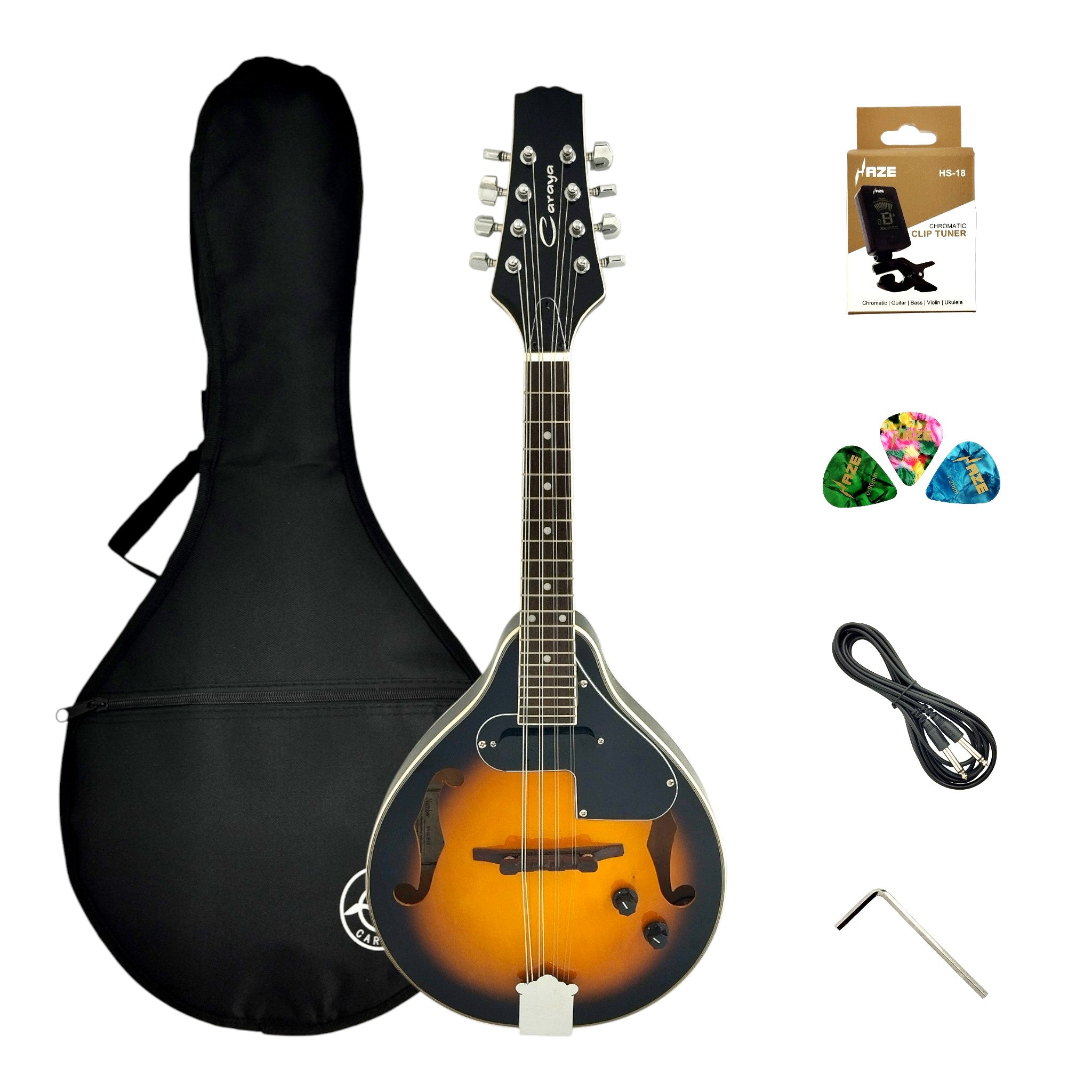 Caraya Linden A-Style Built-in Pickups Mandolin - Sunburst MA001EBS