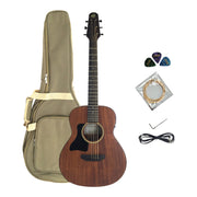 Caraya P304111SEQLH Left-Handed 3/4 Traveller Solid Mahogany Acoustic Guitar w/ Built-In Tuner, Pickup & Padded Bag