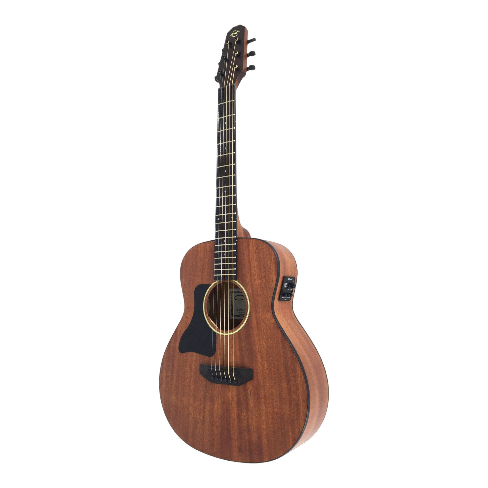 Caraya P304111SEQLH Left-Handed 3/4 Traveller Solid Mahogany Acoustic Guitar w/ Built-In Tuner, Pickup & Padded Bag
