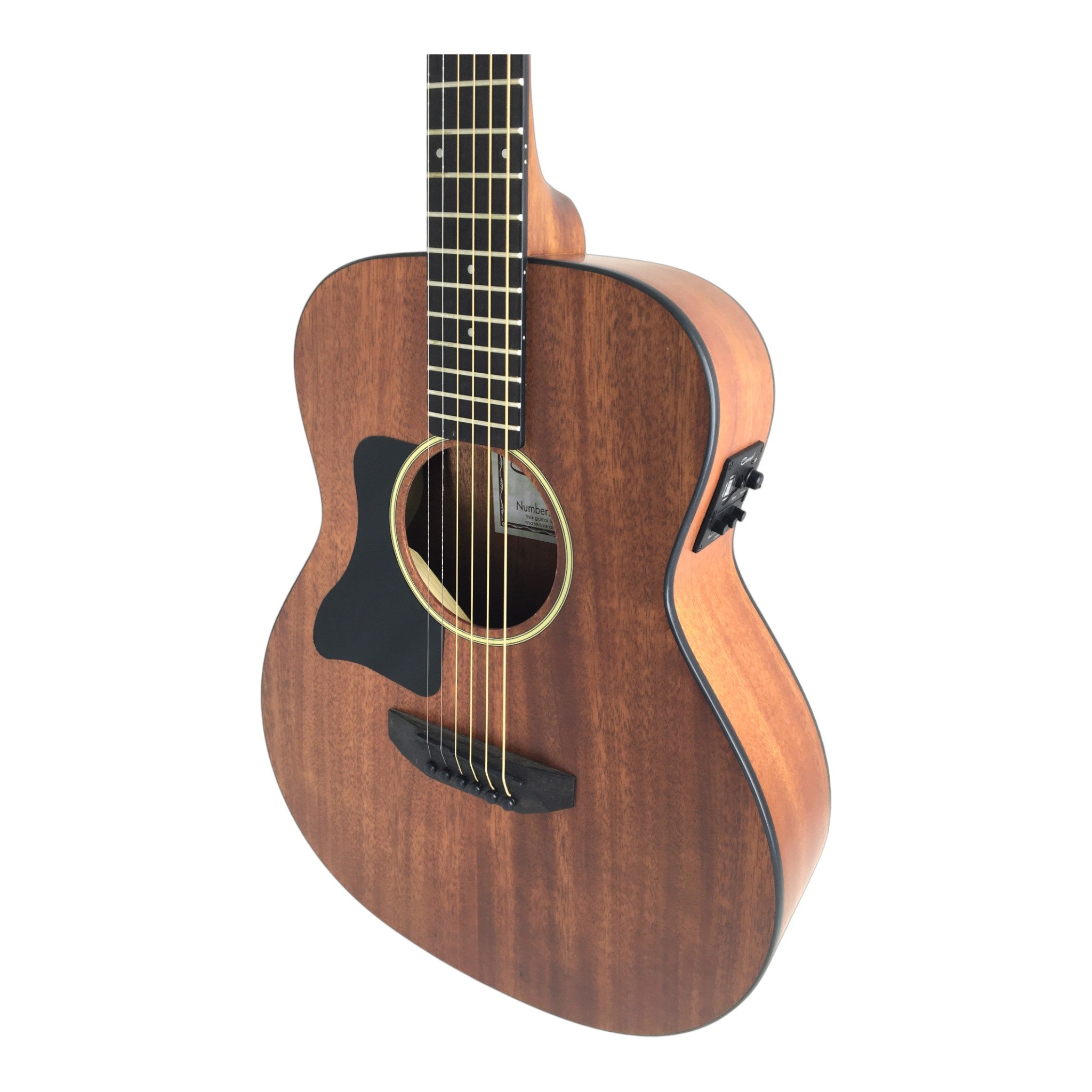Caraya P304111SEQLH Left-Handed 3/4 Traveller Solid Mahogany Acoustic Guitar w/ Built-In Tuner, Pickup & Padded Bag