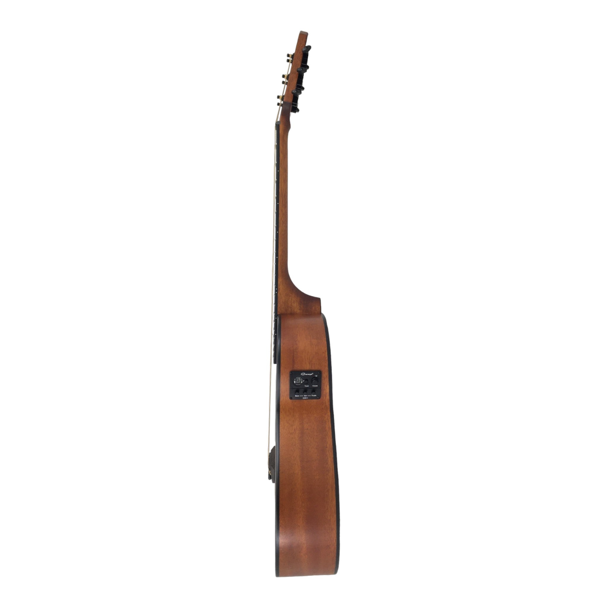 Caraya P304111SEQLH Left-Handed 3/4 Traveller Solid Mahogany Acoustic Guitar w/ Built-In Tuner, Pickup & Padded Bag