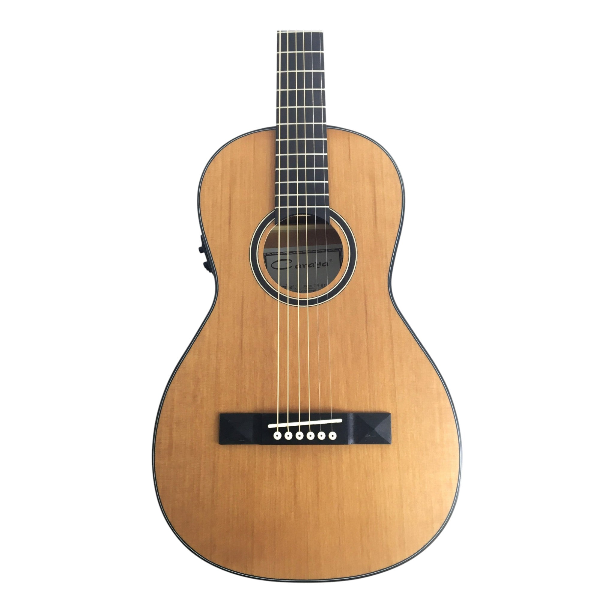 Caraya PARLOR610 Parlor Cedar Top Built-In Pickups/Tuner Acoustic Guitar - Natural