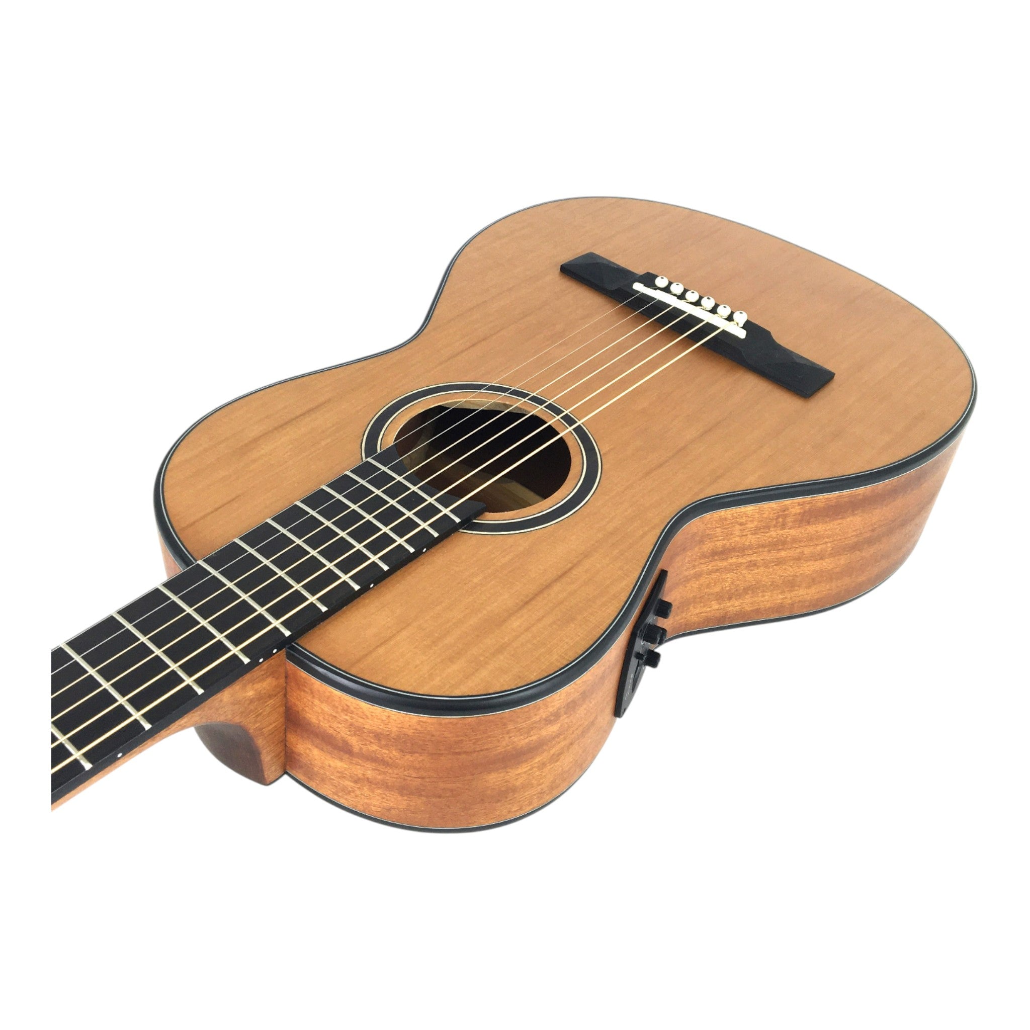 Caraya PARLOR610 Parlor Cedar Top Built-In Pickups/Tuner Acoustic Guitar - Natural