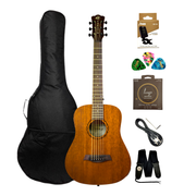 Caraya SAFAIR34EQ 34" All Mahogany Built-In Pickups/Tuner Acoustic Guitar - Natural with Accessories and 10W Amp. (Optional)