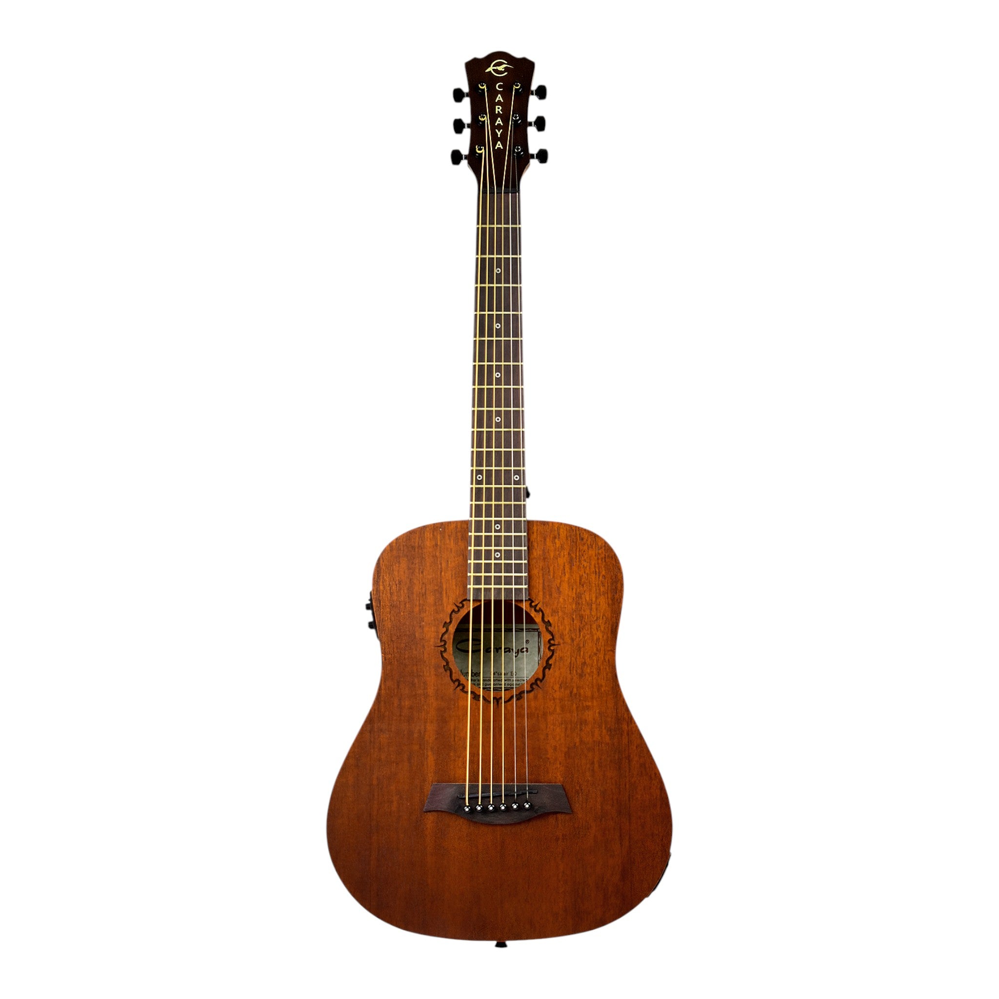 Caraya SAFAIR34EQ 34" All Mahogany Built-In Pickups/Tuner Acoustic Guitar - Natural with Accessories and 10W Amp. (Optional)