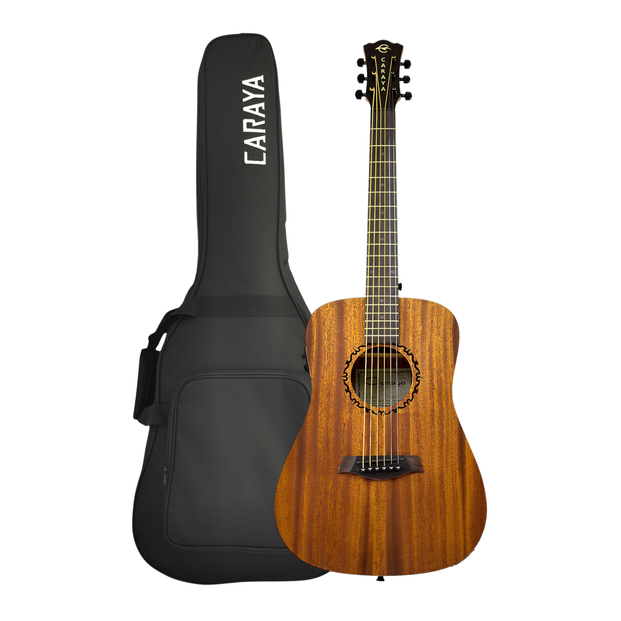 Caraya SAFAIR36EQ 36" Traveler Built-In Pickups/Tuner Acoustic Guitar - Natural  with Accessories and 10W Amp. (Optional)