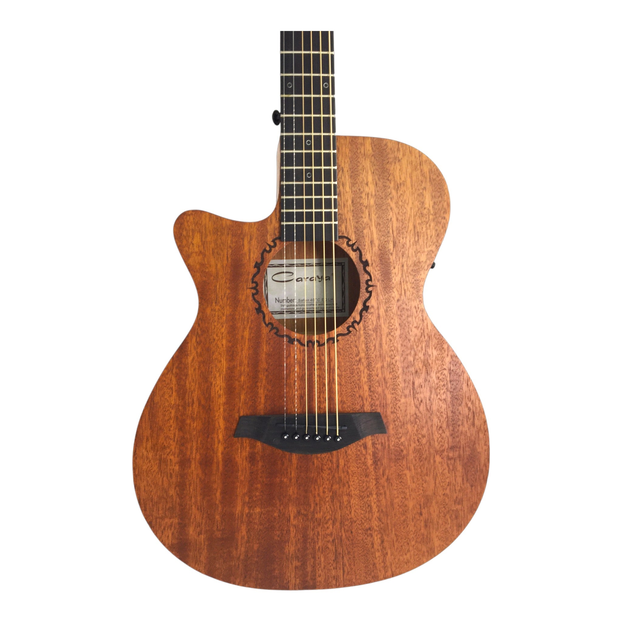Caraya SAFAIR40CEQLH Left-Handed Thin-Body Built-In Pickups/Tuner Acoustic Guitar - Natural + 10W Amp. (Optional)