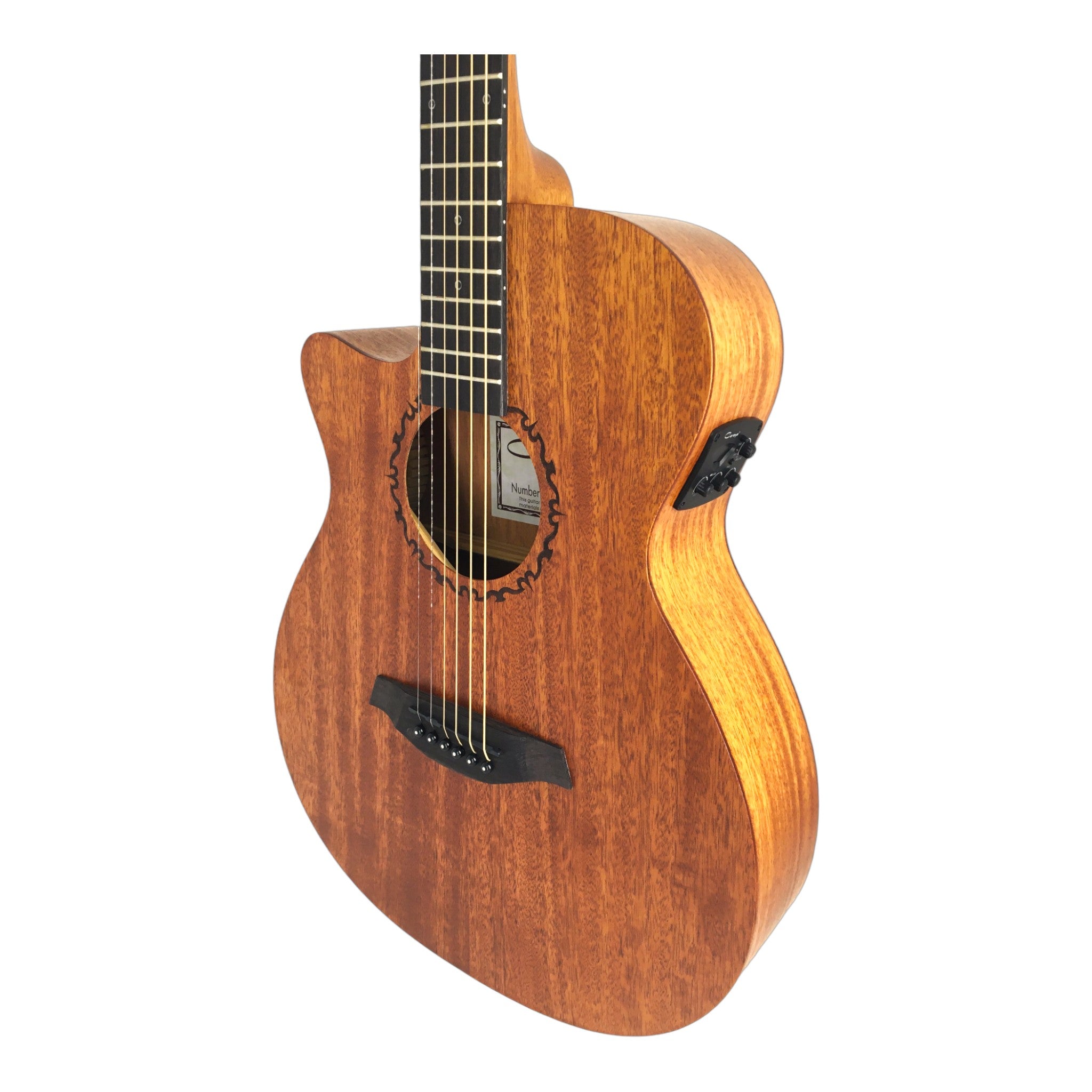 Caraya SAFAIR40CEQLH Left-Handed Thin-Body Built-In Pickups/Tuner Acoustic Guitar - Natural + 10W Amp. (Optional)