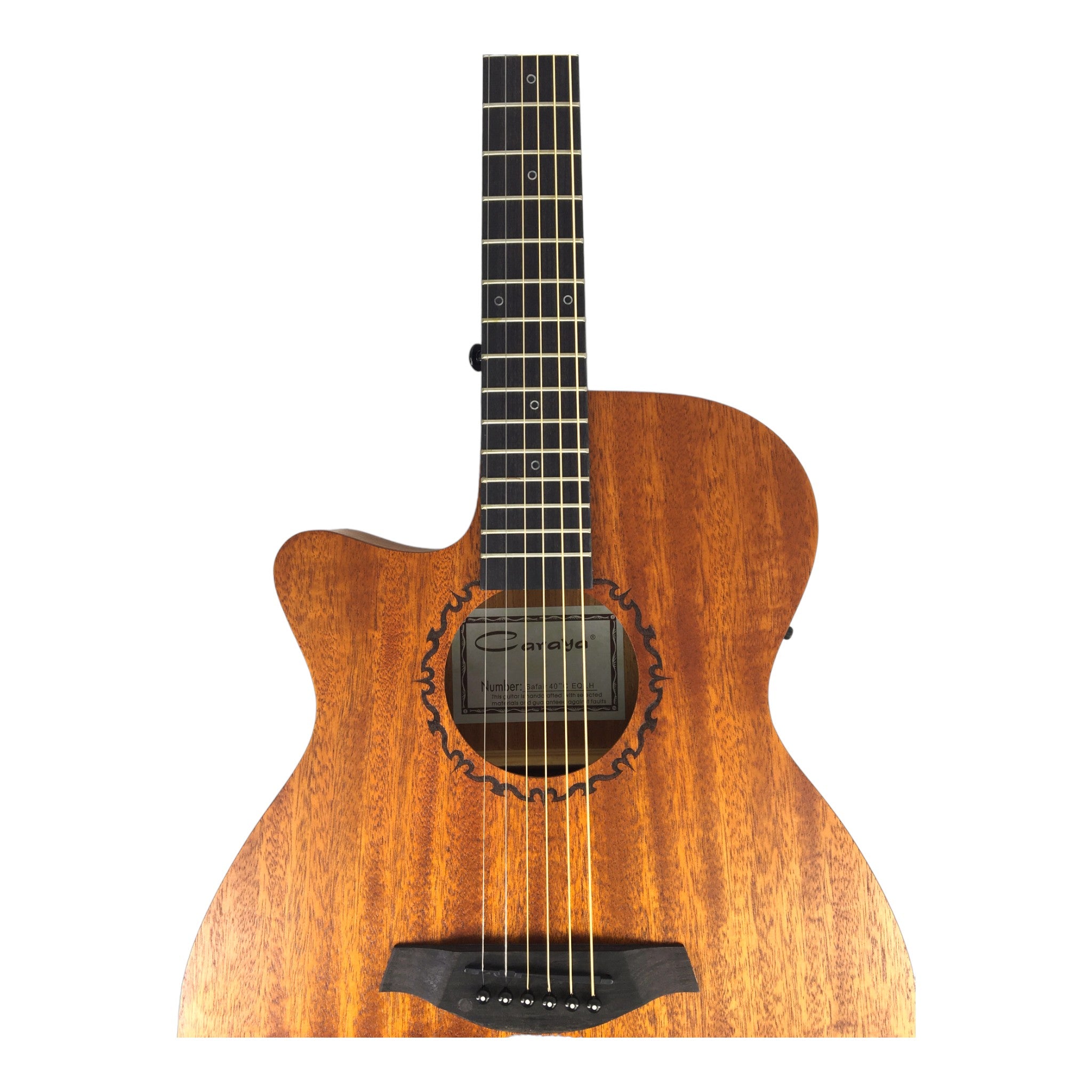 Caraya SAFAIR40CEQLH Left-Handed Thin-Body Built-In Pickups/Tuner Acoustic Guitar - Natural + 10W Amp. (Optional)