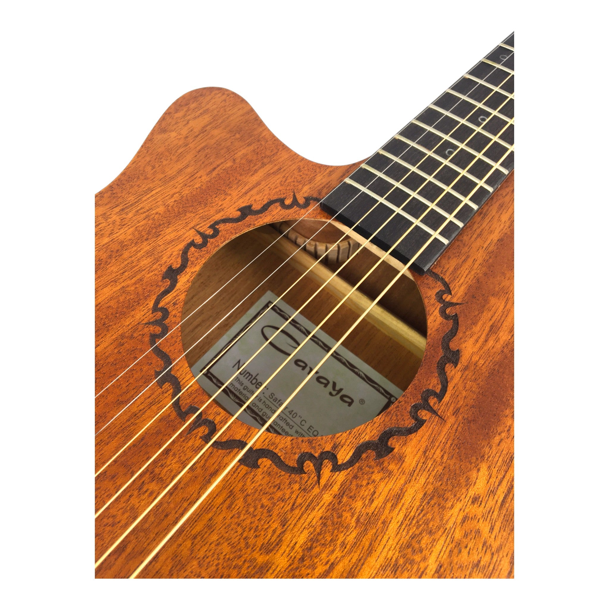 Caraya SAFAIR40CEQLH Left-Handed Thin-Body Built-In Pickups/Tuner Acoustic Guitar - Natural + 10W Amp. (Optional)
