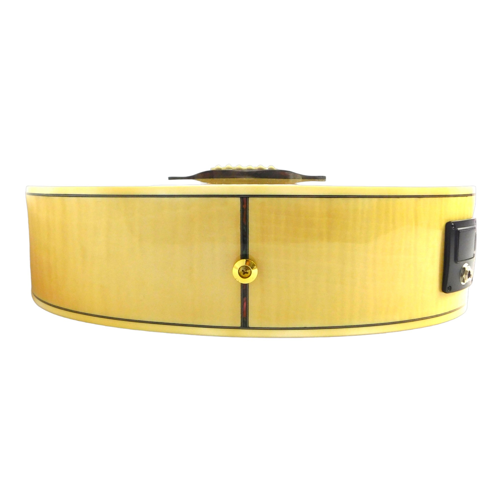 Caraya SDG837CEQN All Flame Maple Built-In Pickups/Tuner Cutaway Acoustic Guitar - Natural