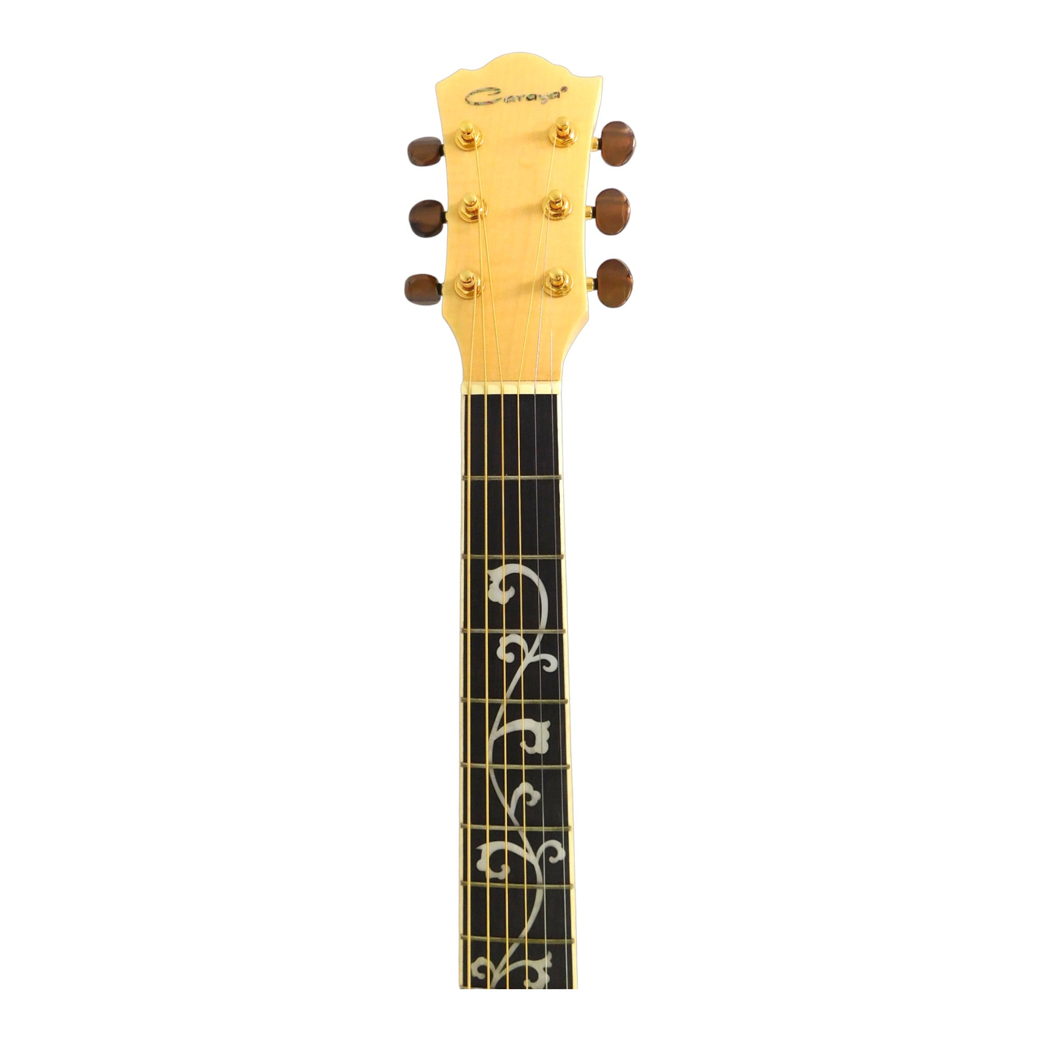 Caraya SDG837CEQN All Flame Maple Built-In Pickups/Tuner Cutaway Acoustic Guitar - Natural