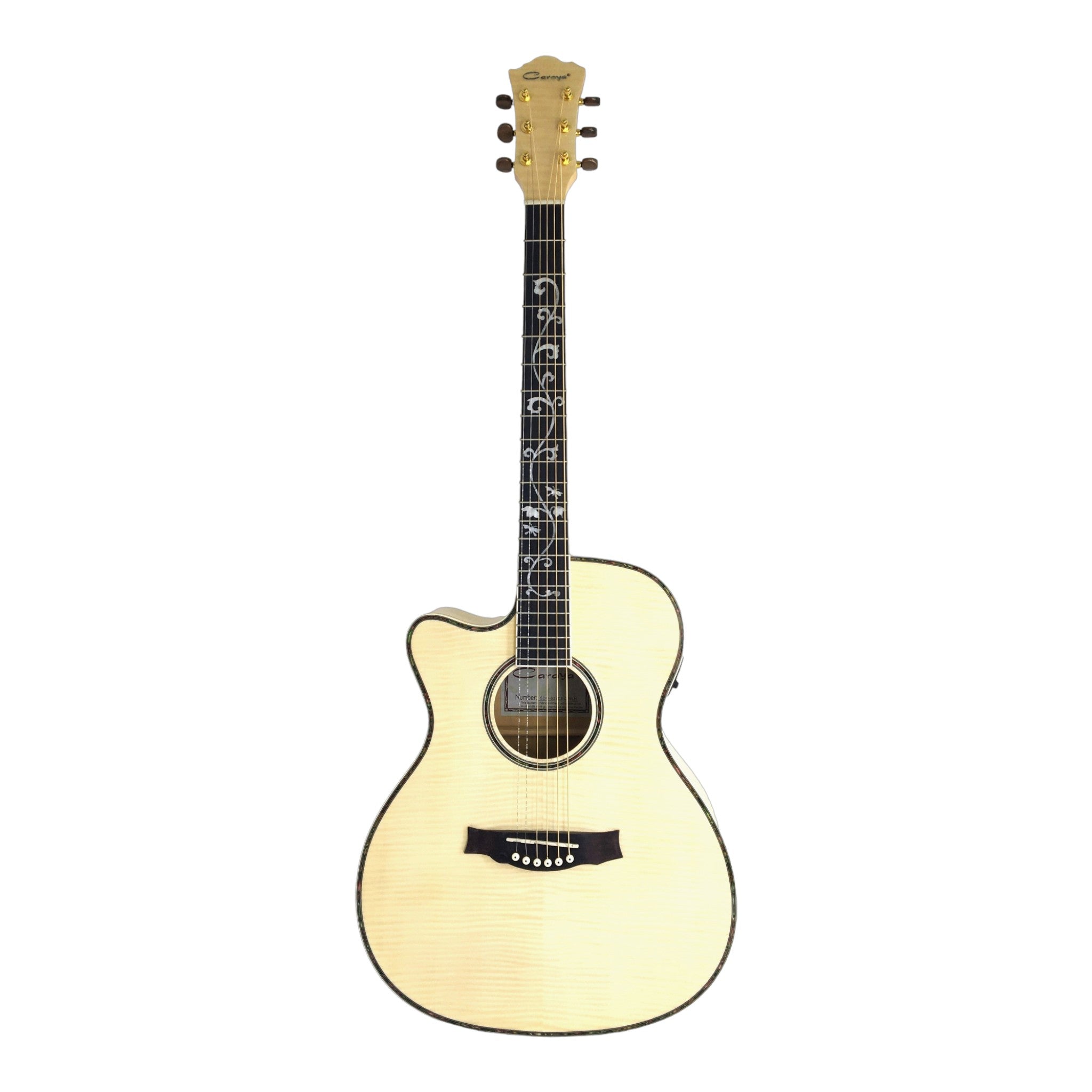 Caraya SDG837CEQNLH Left-Handed All Maple Built-In Pickups/Tuner Acoustic Guitar - Natural