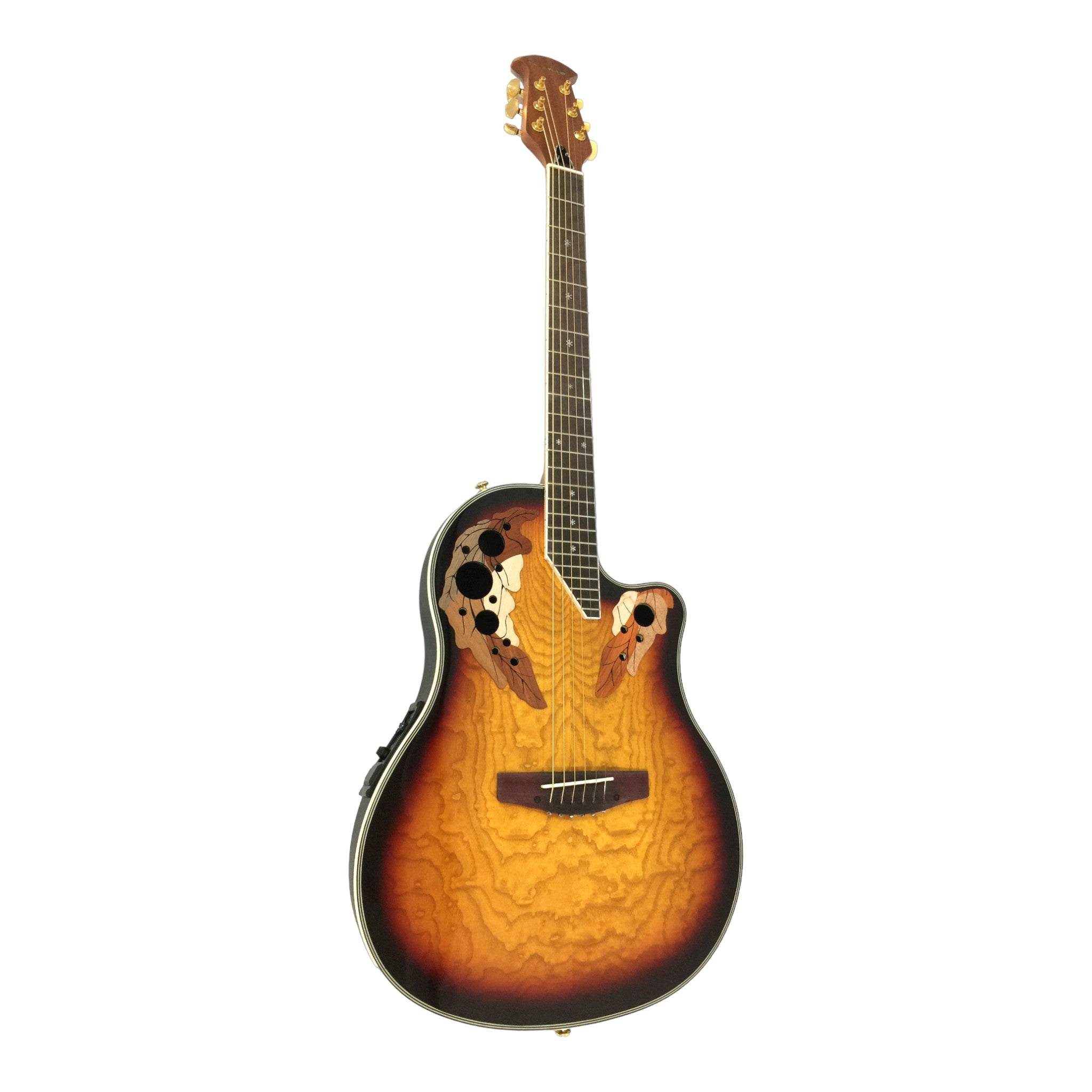 Caraya SP723CEQBS Roundback Built-In Pickups Fibre Glass Back Acoustic Guitar - Sunburst with Accessories and 10W Amp. (Optional)