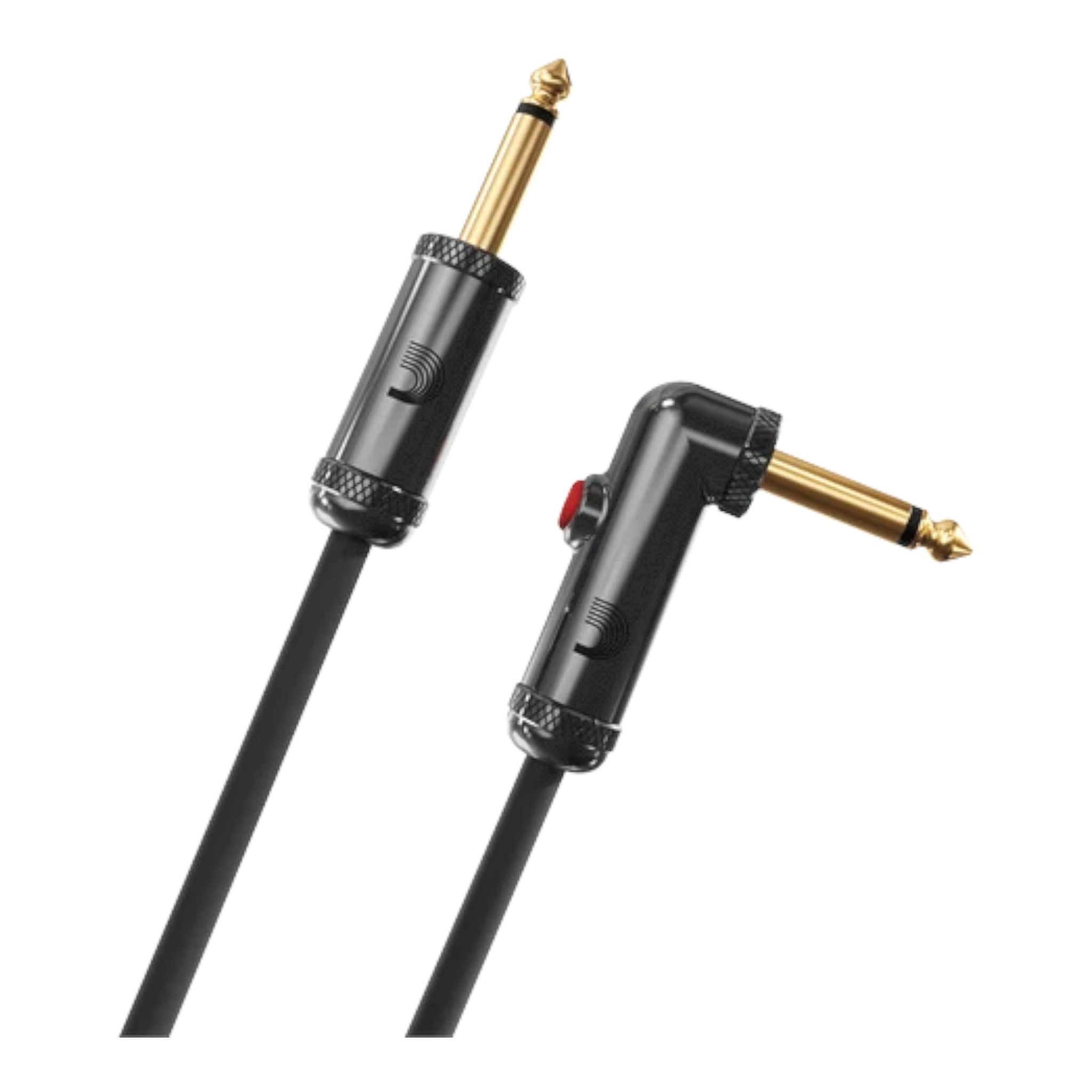 D'Addario Circuit Breaker Series 1/4" Jack, Latching Instrument Cable - Right Angle-Straight