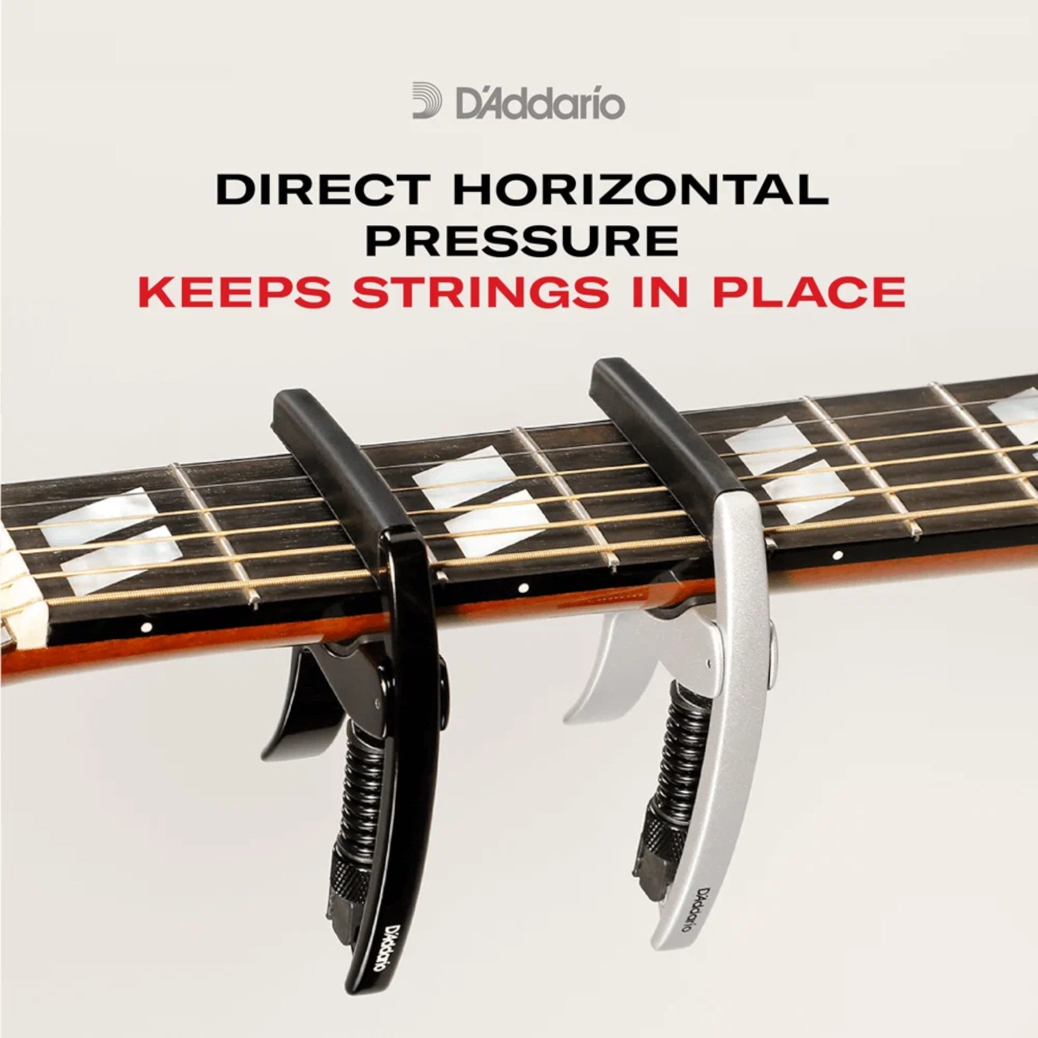 D'Addario PWCP10 Aluminium Adjustable Trigger-Type "Artist" Capo for 6-String Guitars - Black