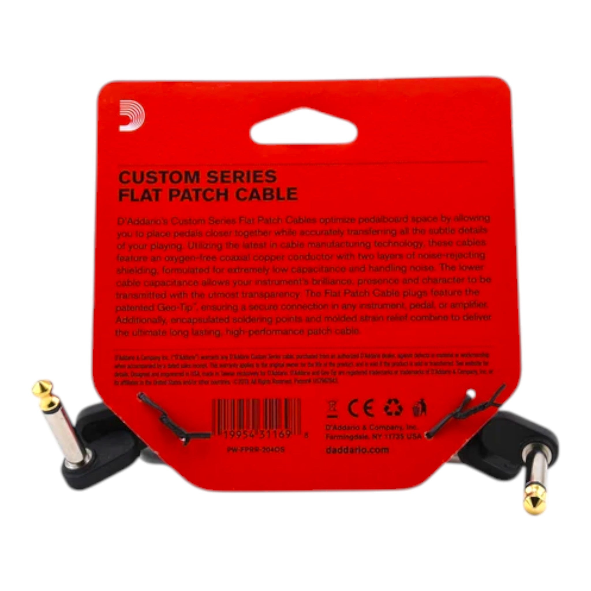 D'Addario Custom Series Flat Patch Cable - Standard 2pk