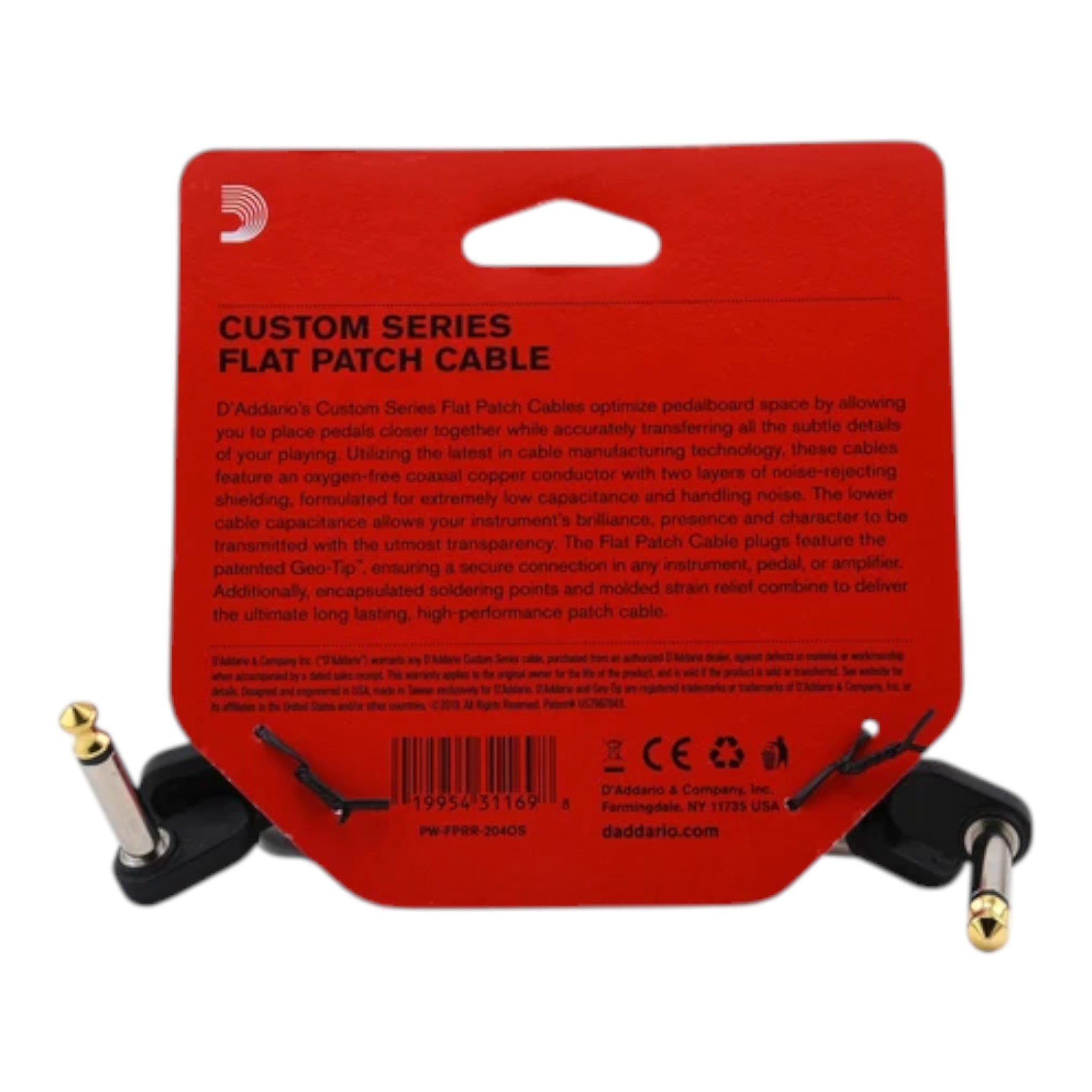 D'Addario Custom Series Flat Patch Cable - Offset 2pk