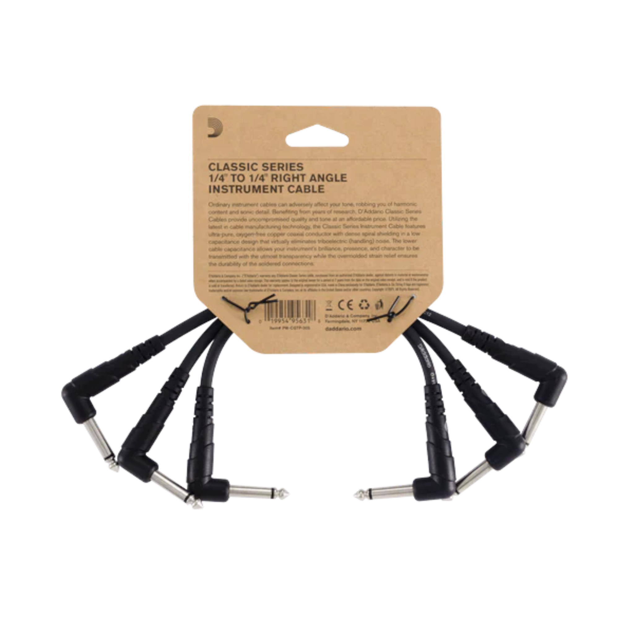 D'Addario 6" Classic Series Patch Cable - 3 pack