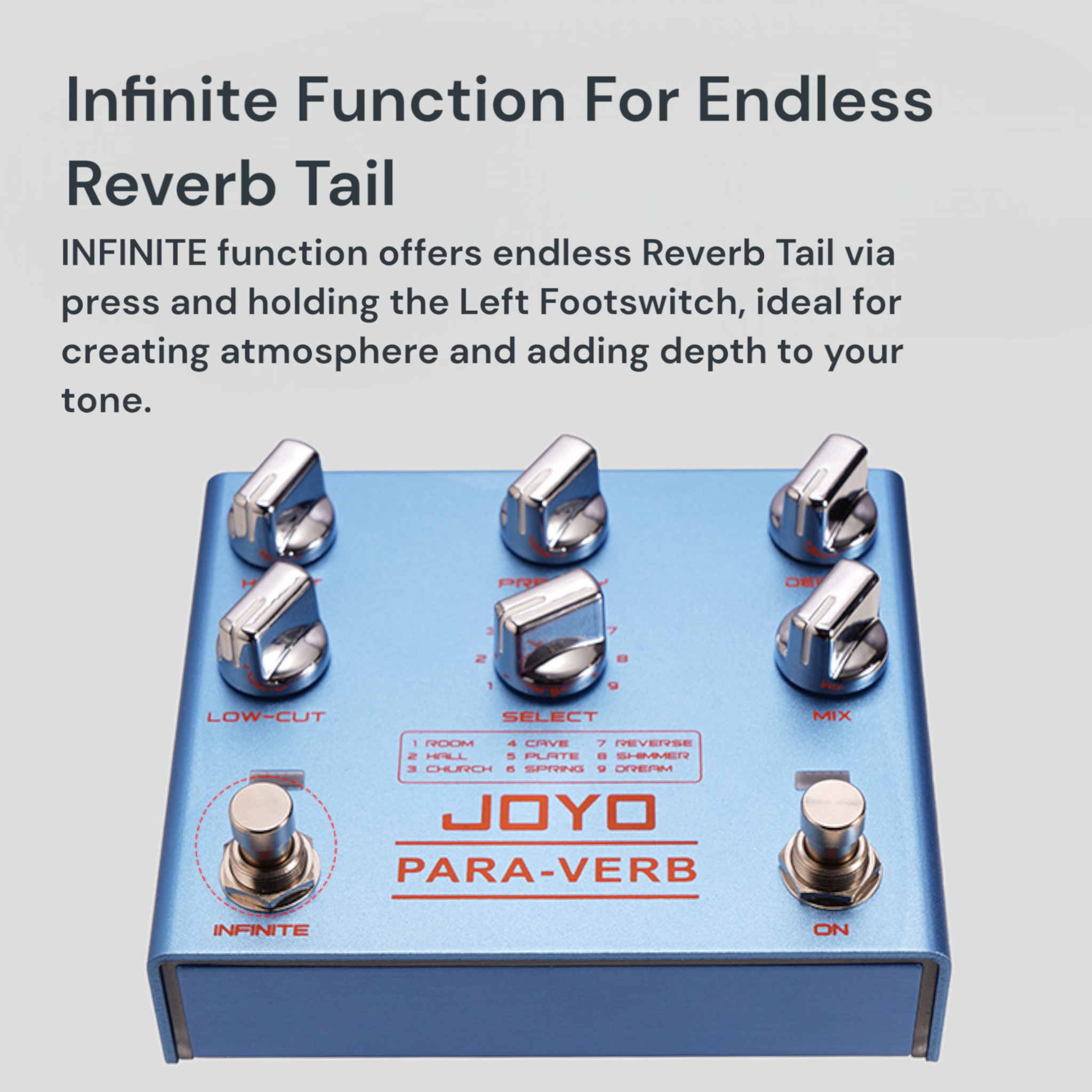 Joyo R31 PARA-VERB Multifunctional Stereo Reverb Guitar Effects Pedal w/ Ambient Lighting