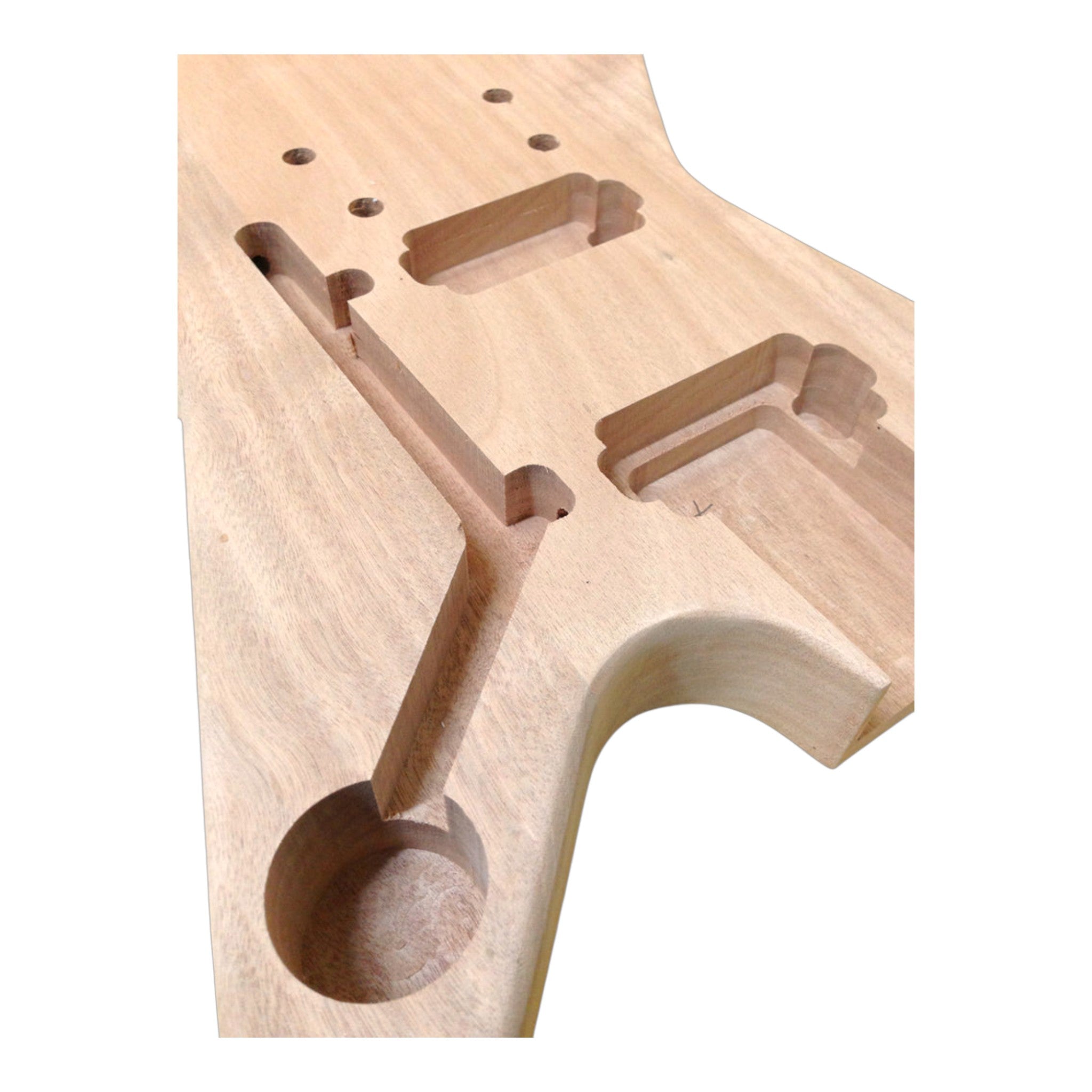 E1958 Solid Mahogany Set-Neck Explorer-Style H-H Electric Guitar DIY Kit - Complete No-Soldering w/ 3-Ply Pickguards in Black & White