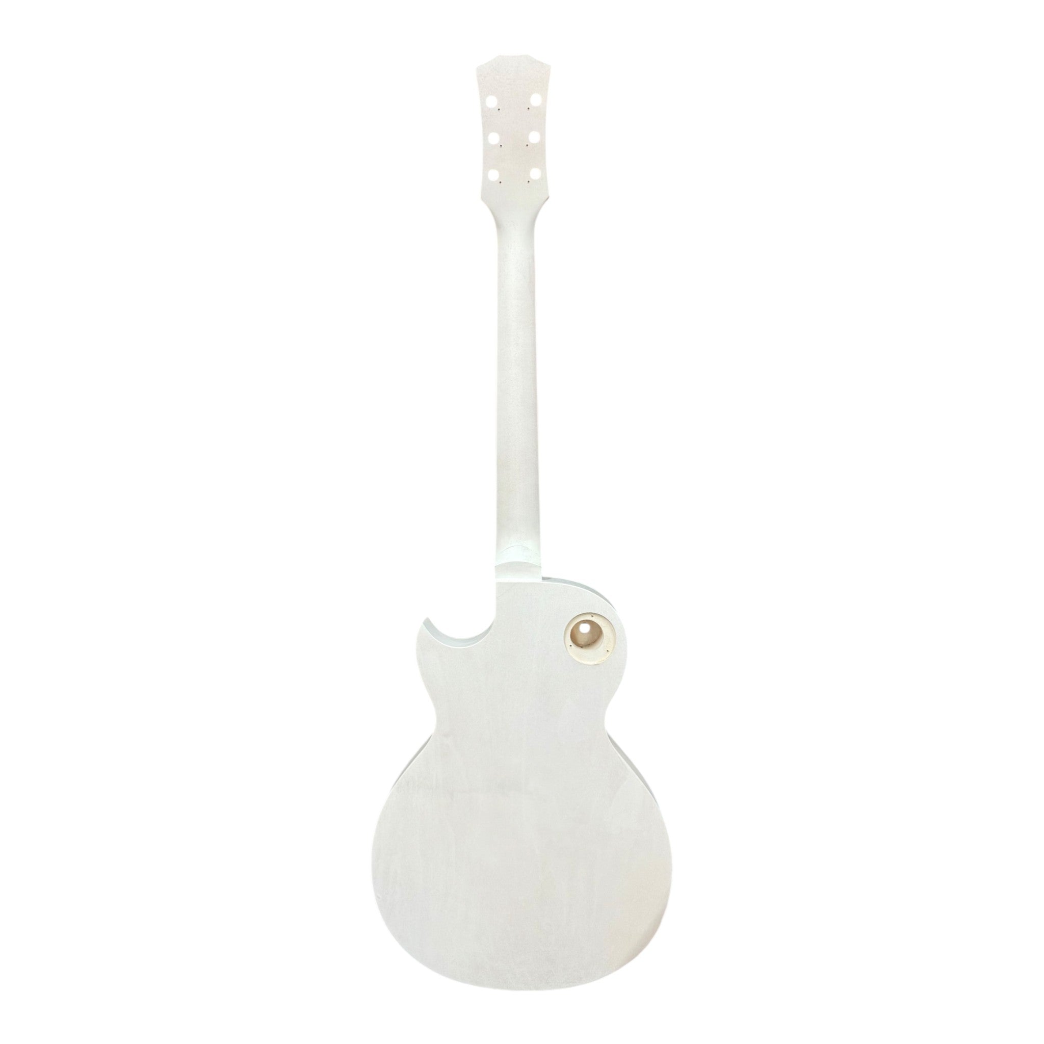 E239DIYWH Semi-Hollow White-Primed Basswood Body Maple Set-Neck HLP H-H Electric Guitar DIY Kit - Complete No-Soldering w/ 3-Ply Ebony Trims & Chrome Hardware