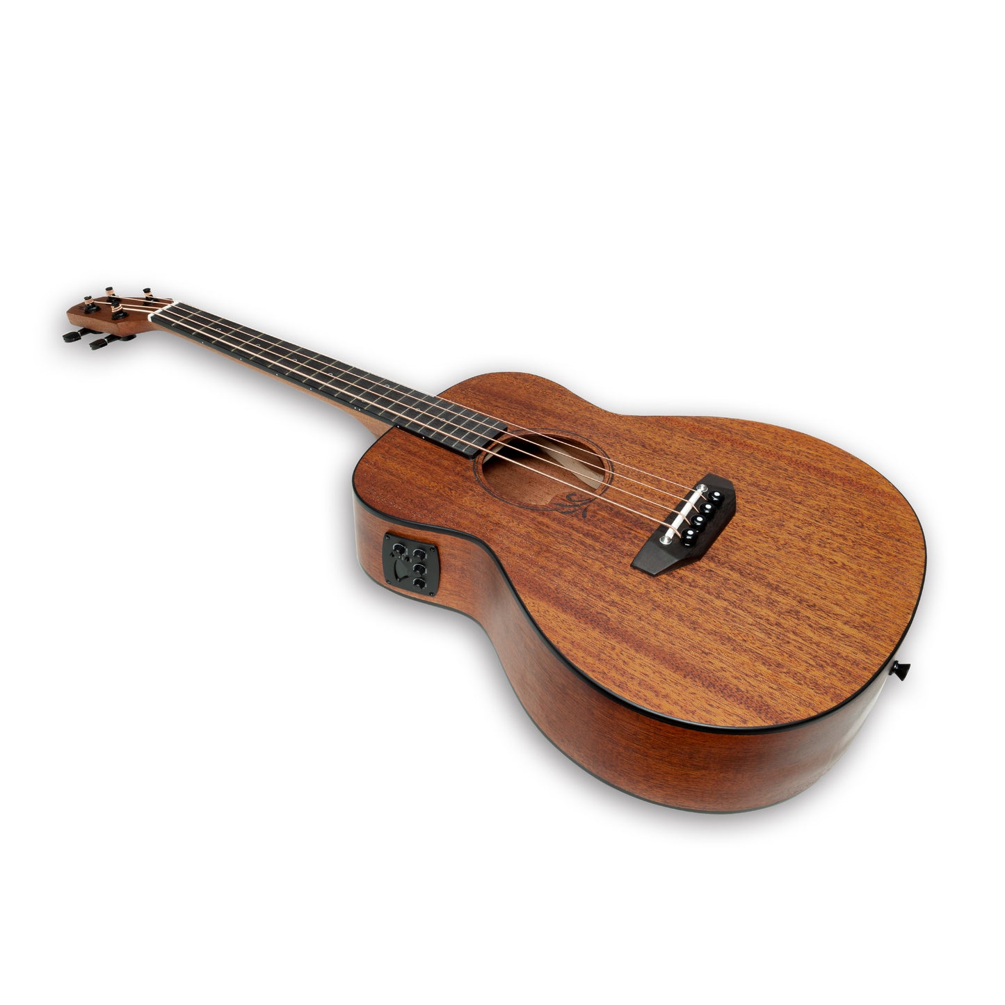 Haze 37" Solid Mahogany Top Height Adjustable Saddle Acoustic Bass Guitar - Natural HZMINISEBMH